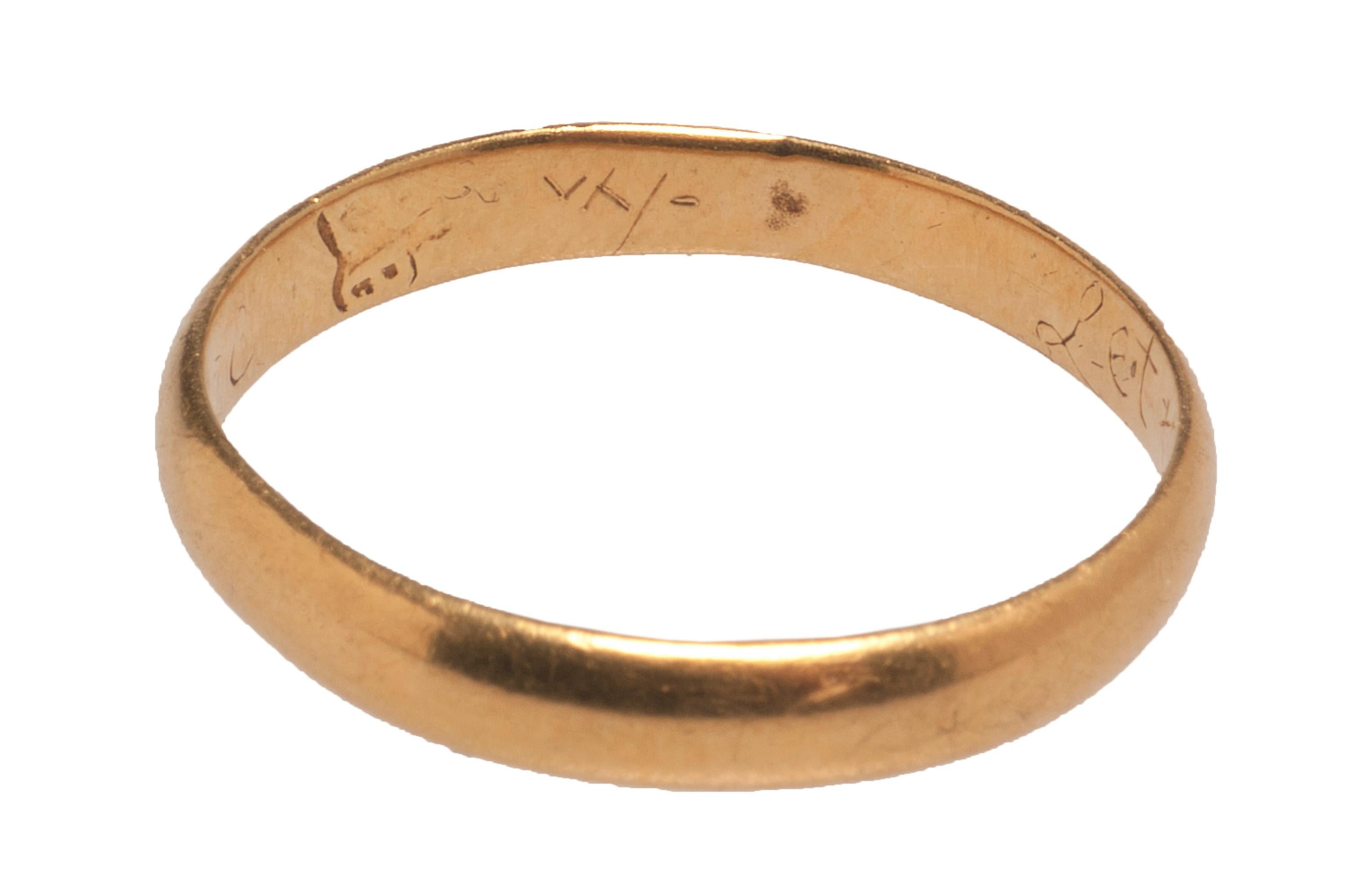 Women's or Men's Antique English Gold Band 'Posey' Ring For Sale