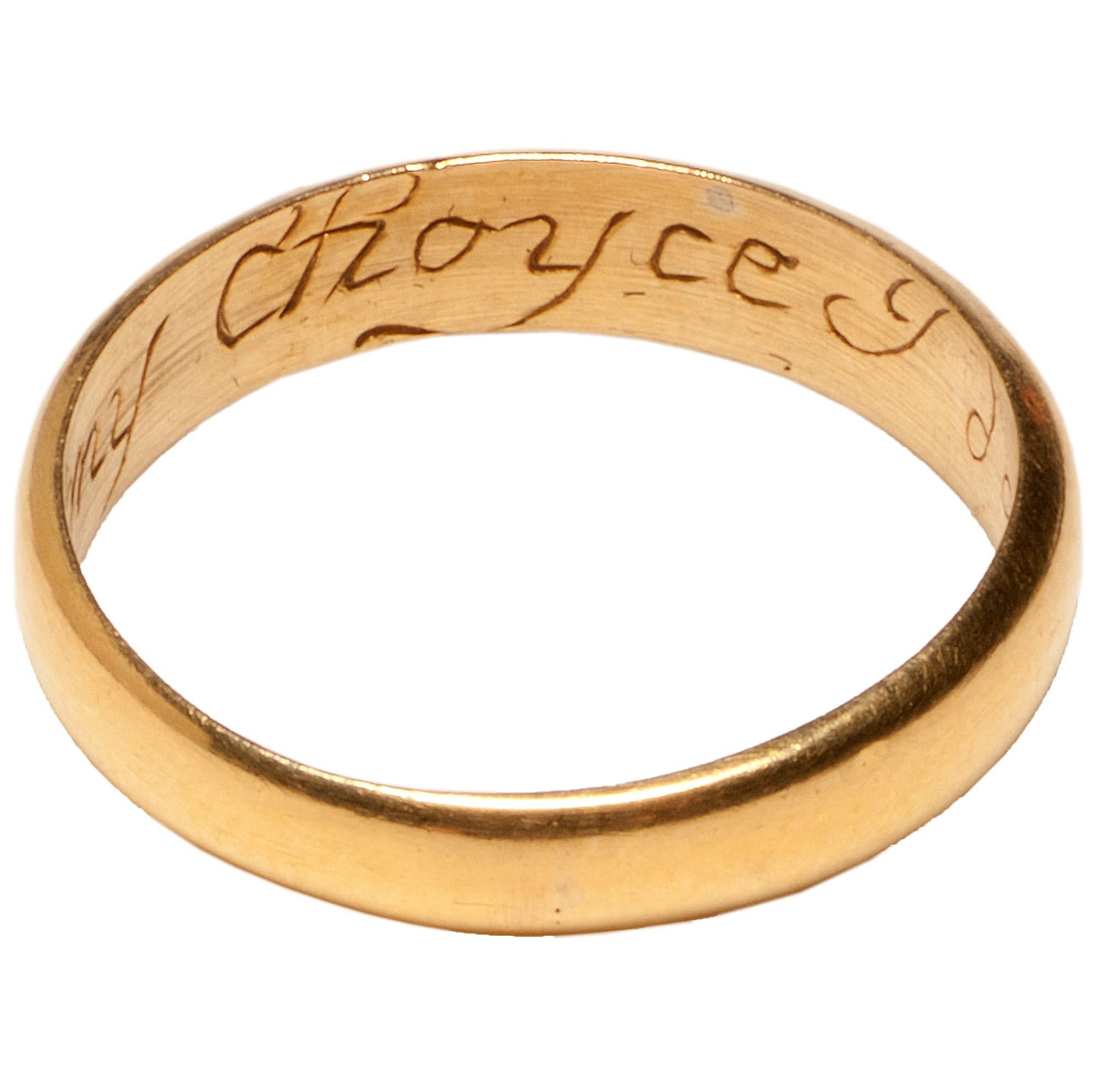 Antique English Gold Band 'Posey' Ring In Good Condition In Chicago, IL