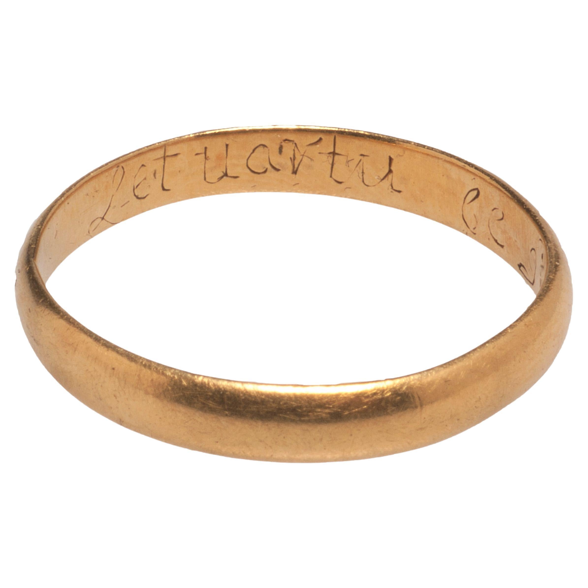 Antique English Gold Band 'Posey' Ring For Sale