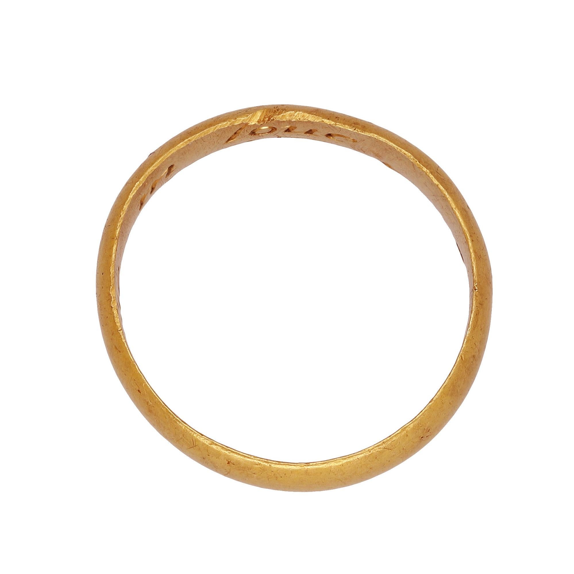 Antique English Gold Band 'Posy' Ring In Good Condition For Sale In Chicago, IL
