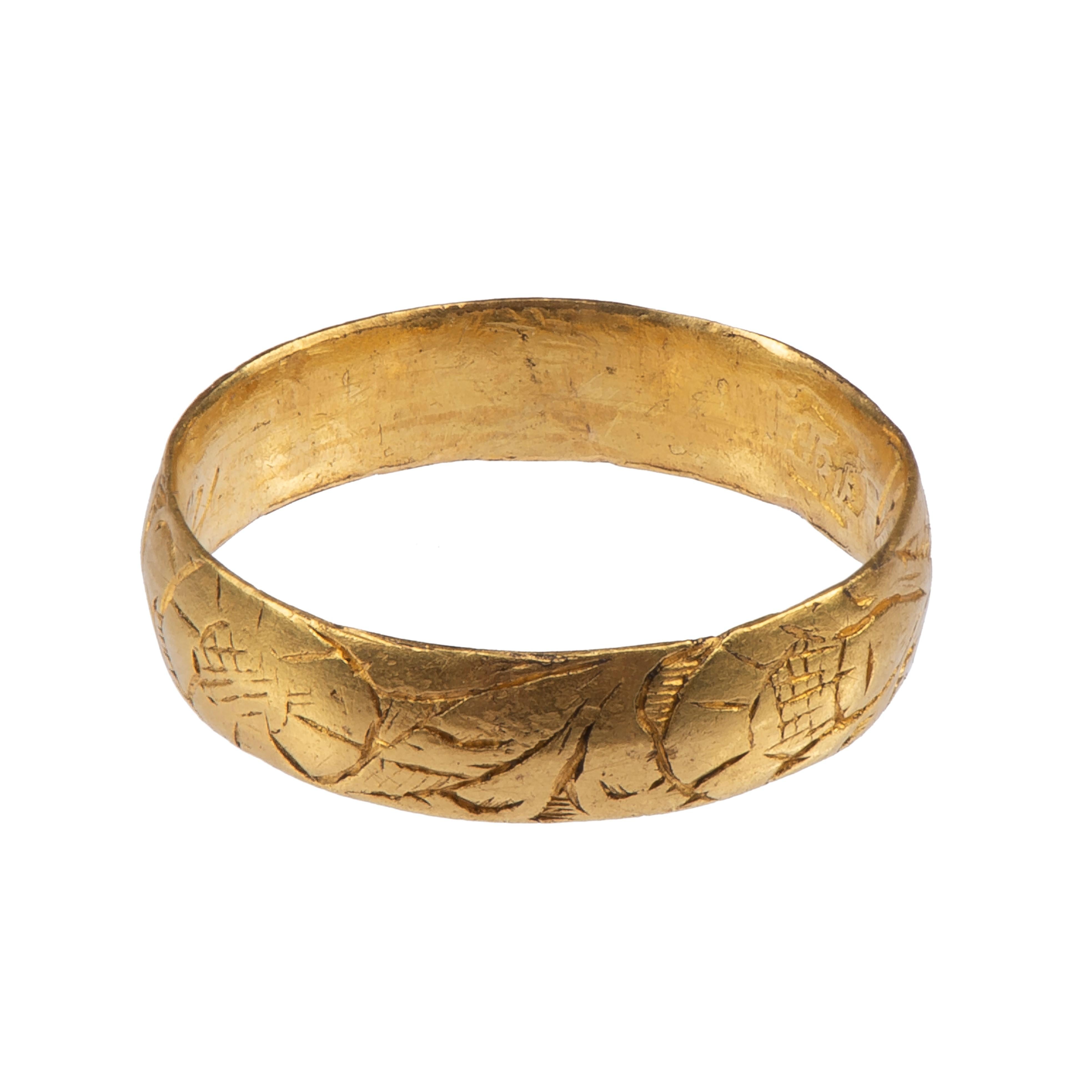 Antiker englischer Posy-Ring aus Goldband im Angebot 1