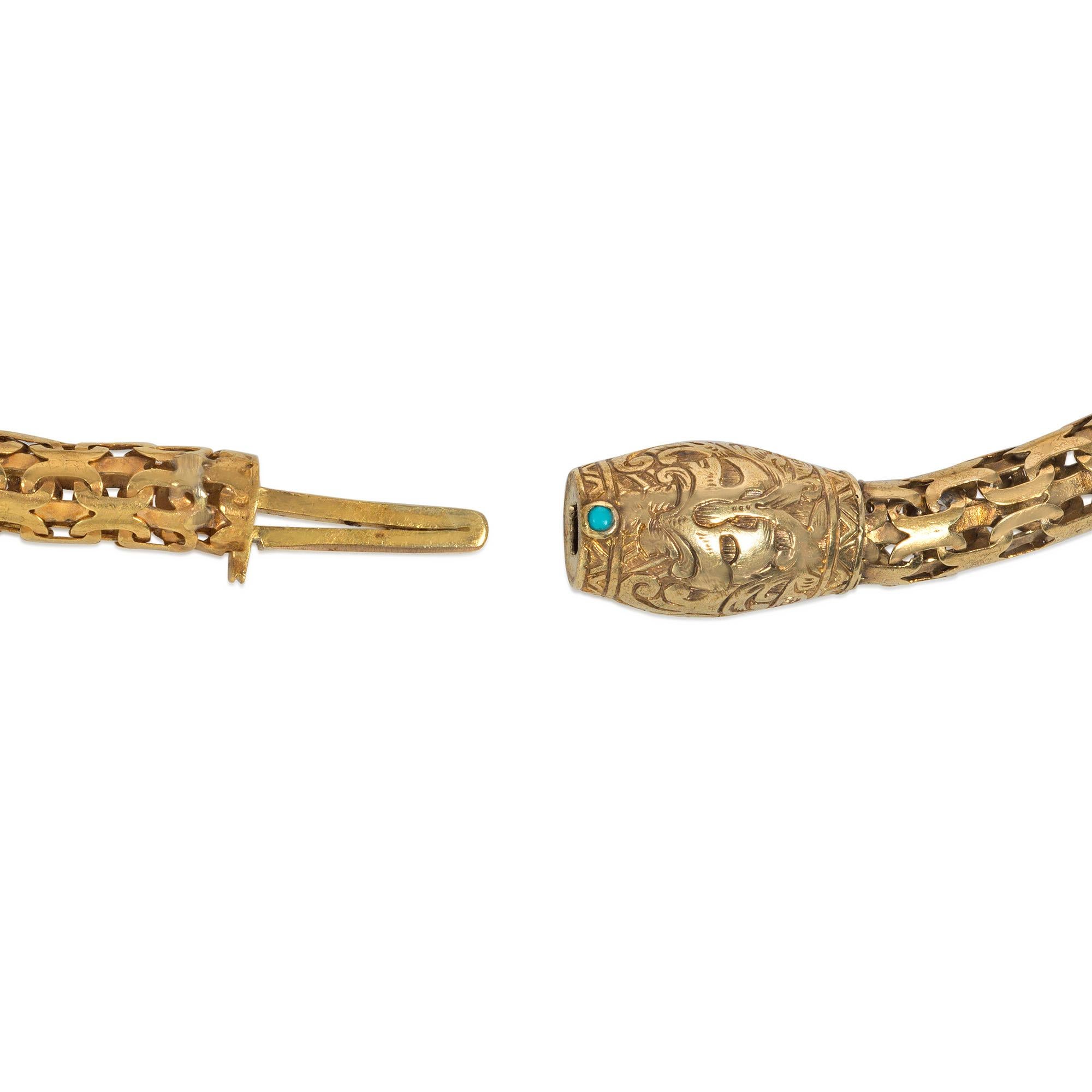 Bead Antique English Gold Bracelet with Blue Enamel, Pearl, and Diamond Locket Charm For Sale