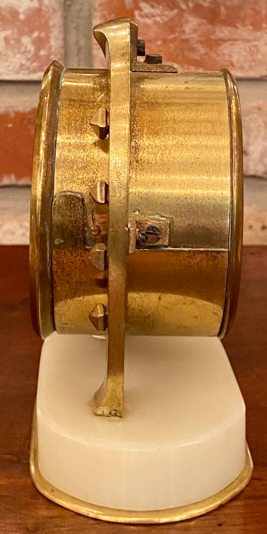 Antique English Gold Bronze and White Marble Horseshoe Desk Clock, Circa 1890 In Good Condition In New Orleans, LA