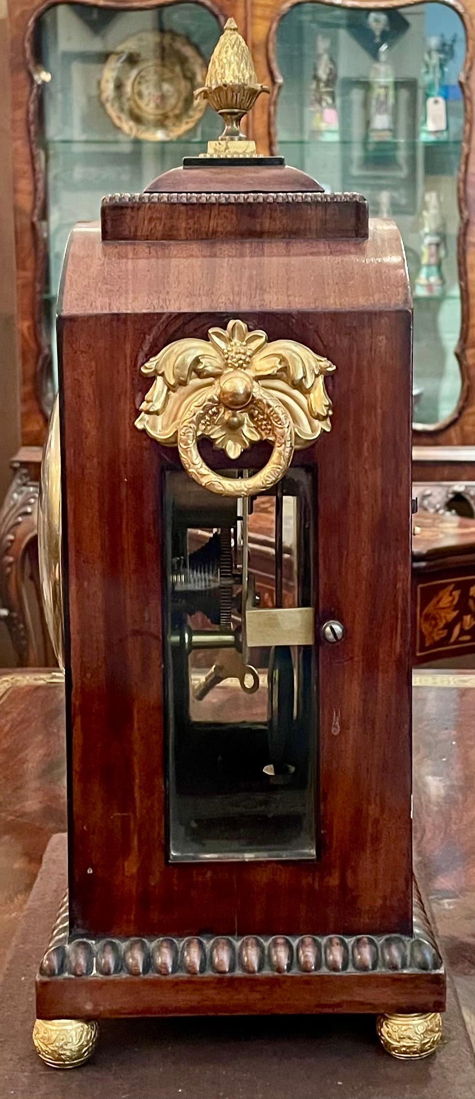 Antique English Gold Bronze Mounted Mahogany Bracket Clock, Circa 1845-1850. For Sale 2