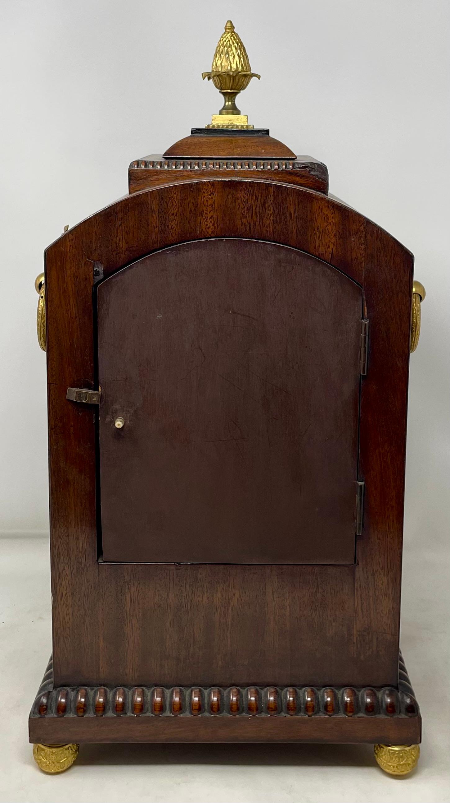 Antique English Gold Bronze Mounted Mahogany Bracket Clock, Circa 1845-1850. For Sale 3