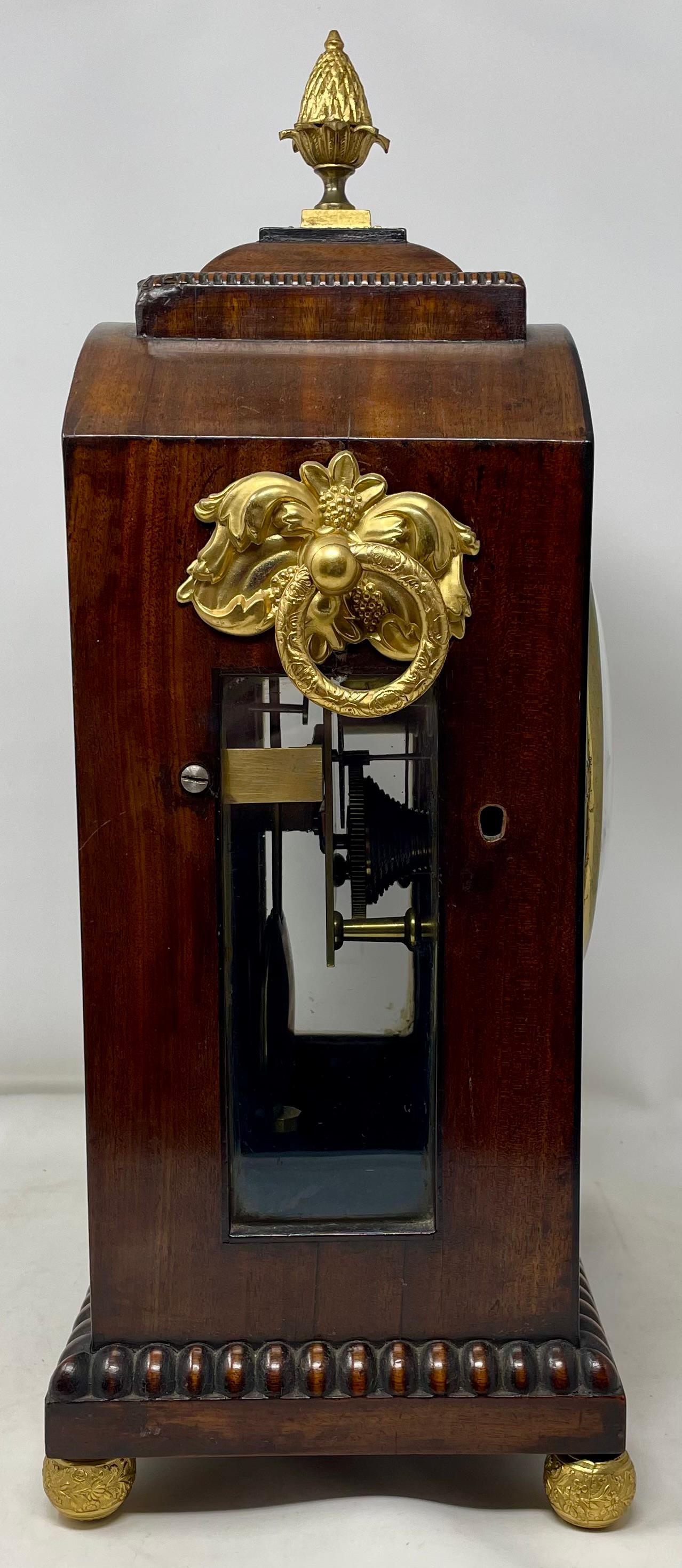 Antique English Gold Bronze Mounted Mahogany Bracket Clock, Circa 1845-1850. For Sale 6