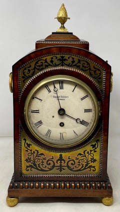Antique English Gold Bronze Mounted Mahogany Bracket Clock, Circa 1845-1850.