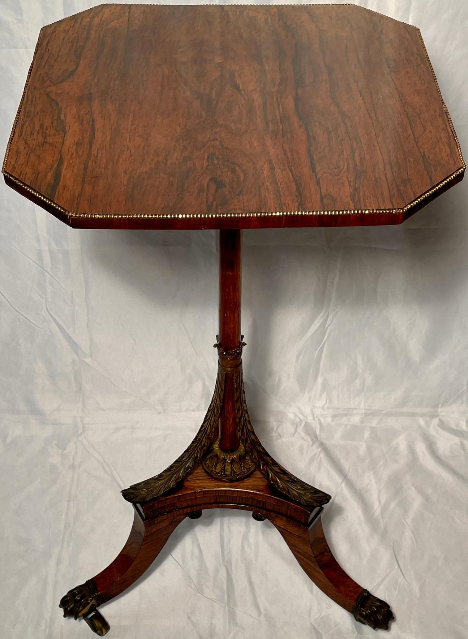 Antique English gold bronze mounted rosewood occasional table, Circa 1880.