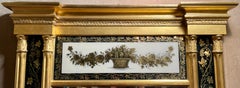 Antique English Gold Leaf and Reverse Painted Glass Eglomise Mirror, Circa 1920