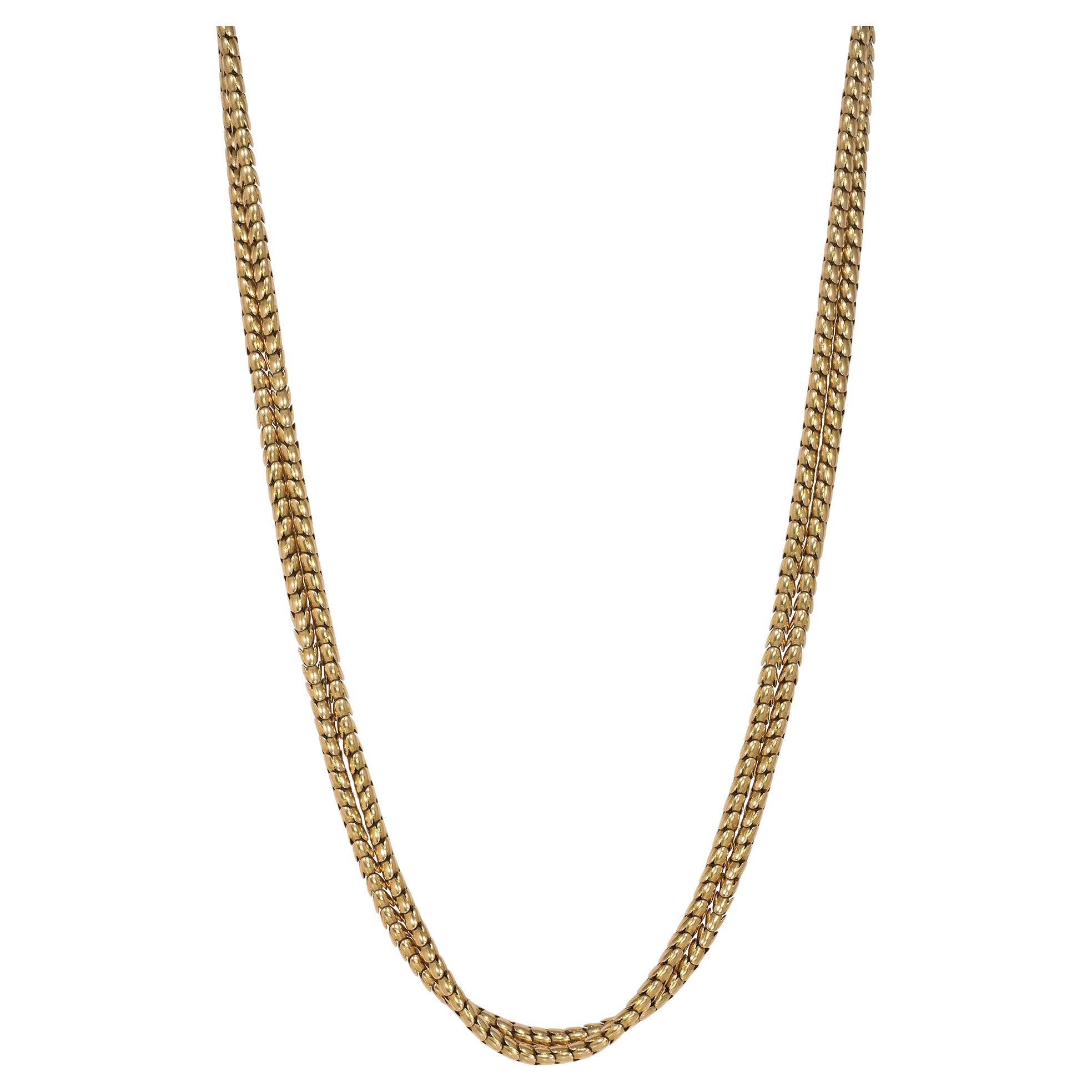 Antique English gold scaled long chain For Sale