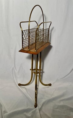 Antique English Golden Oak and Brass Revolving Magazine Stand, circa 1880-1890