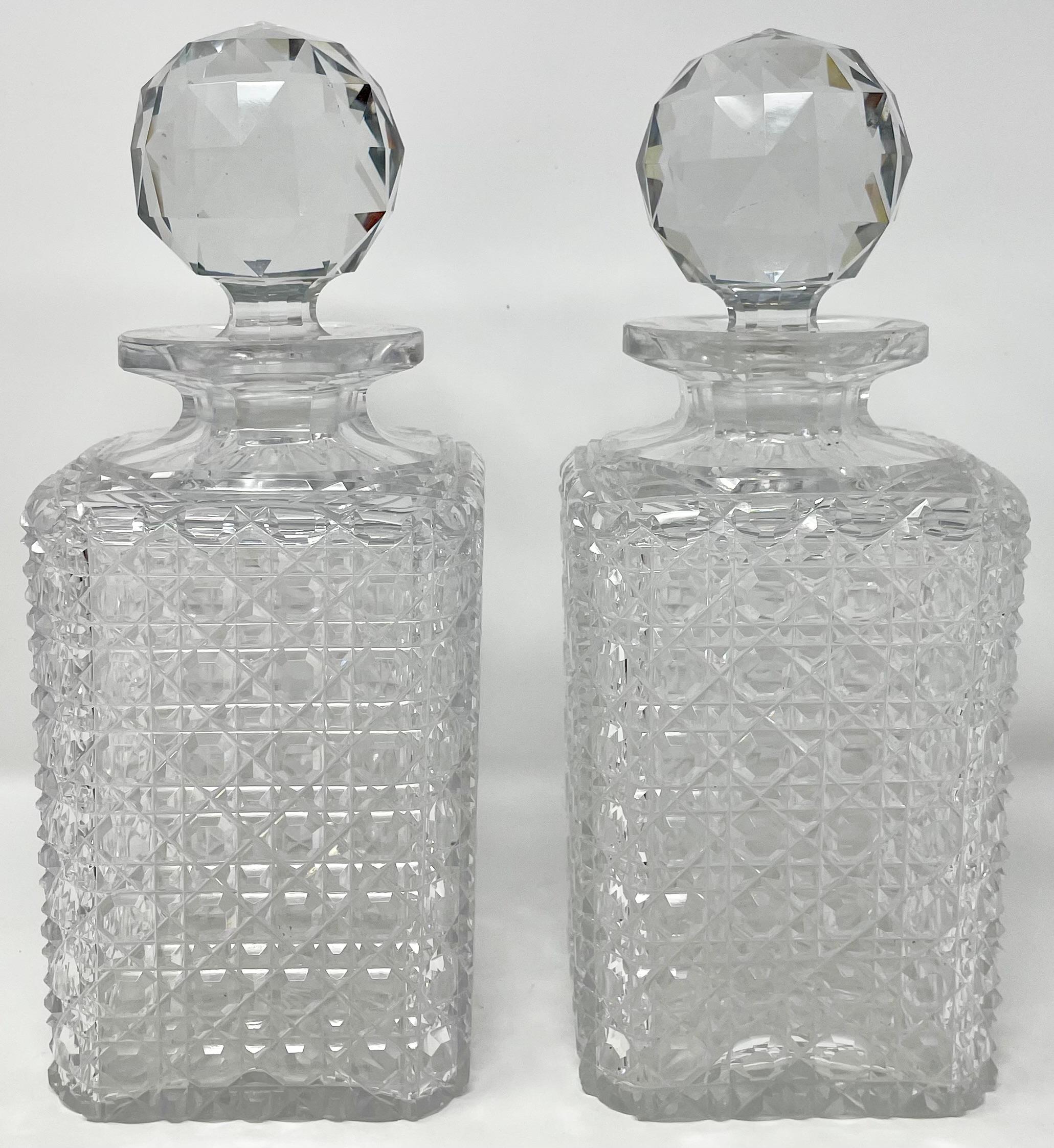 Antique English Golden Oak & Cut Crystal Two-Bottle Tantalus, Circa 1890. 1