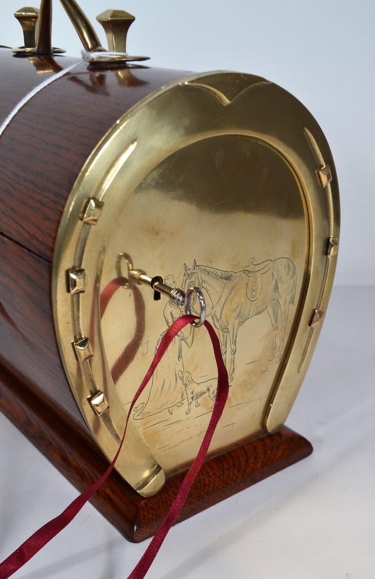 Antique English Golden Oak Horseshoe Box, circa 1880 For Sale at 1stDibs