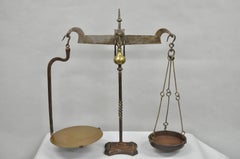 Antique English Gothic Arts & Crafts Hand Wrought Iron Balance Beam Scale