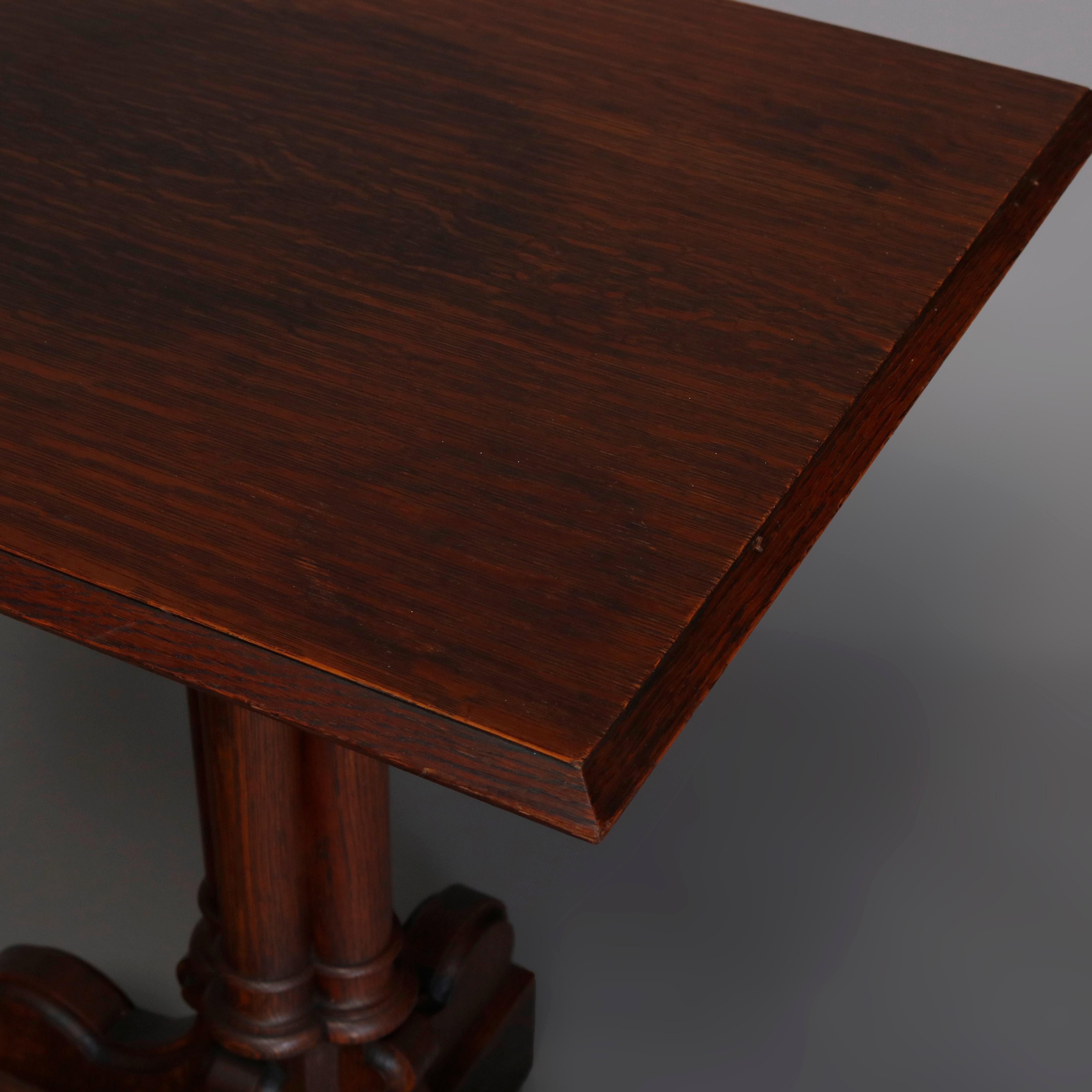 Antique English Gothic Quarter Sawn Oak Cluster Column Side Table, 19th Century 3