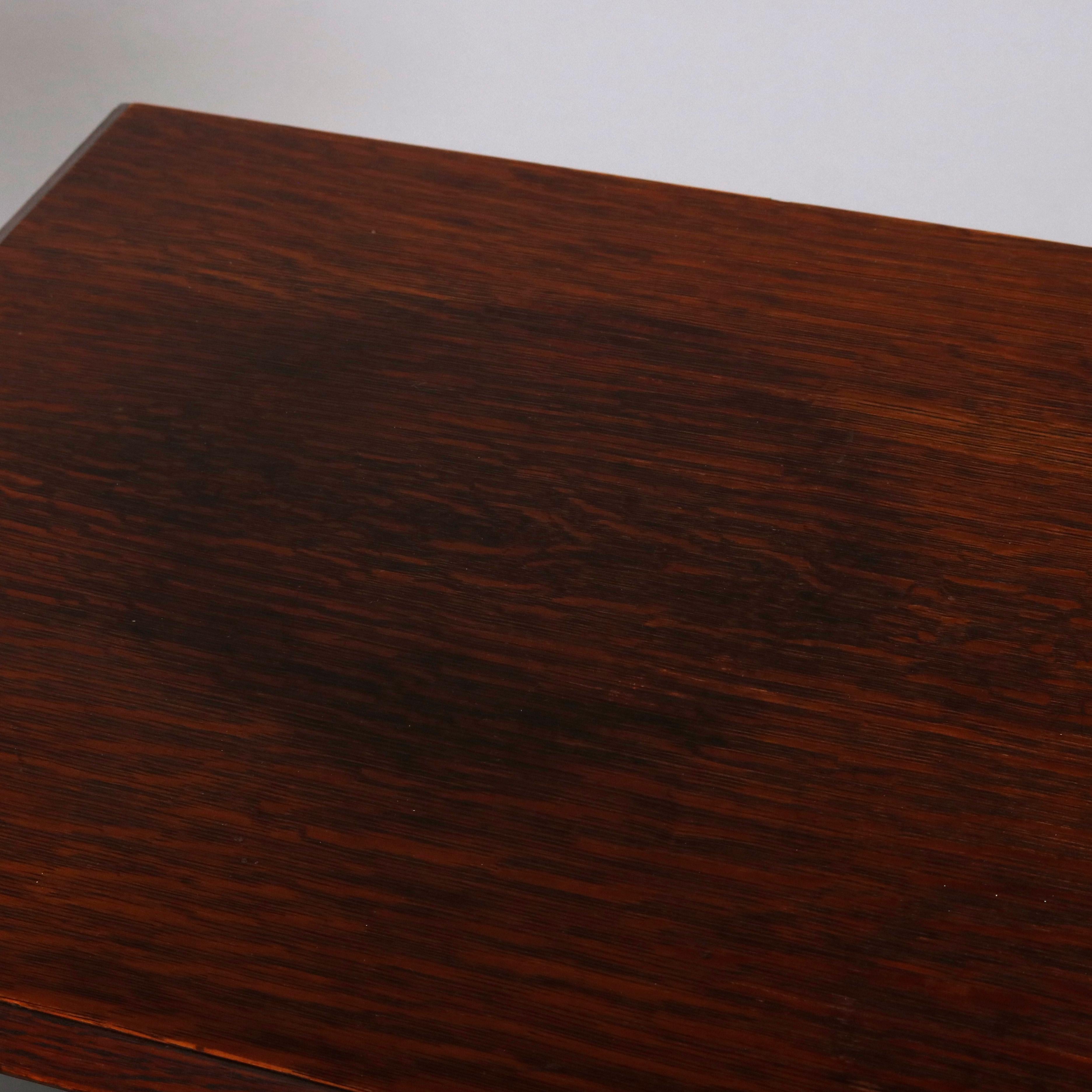 Antique English Gothic Quarter Sawn Oak Cluster Column Side Table, 19th Century 4