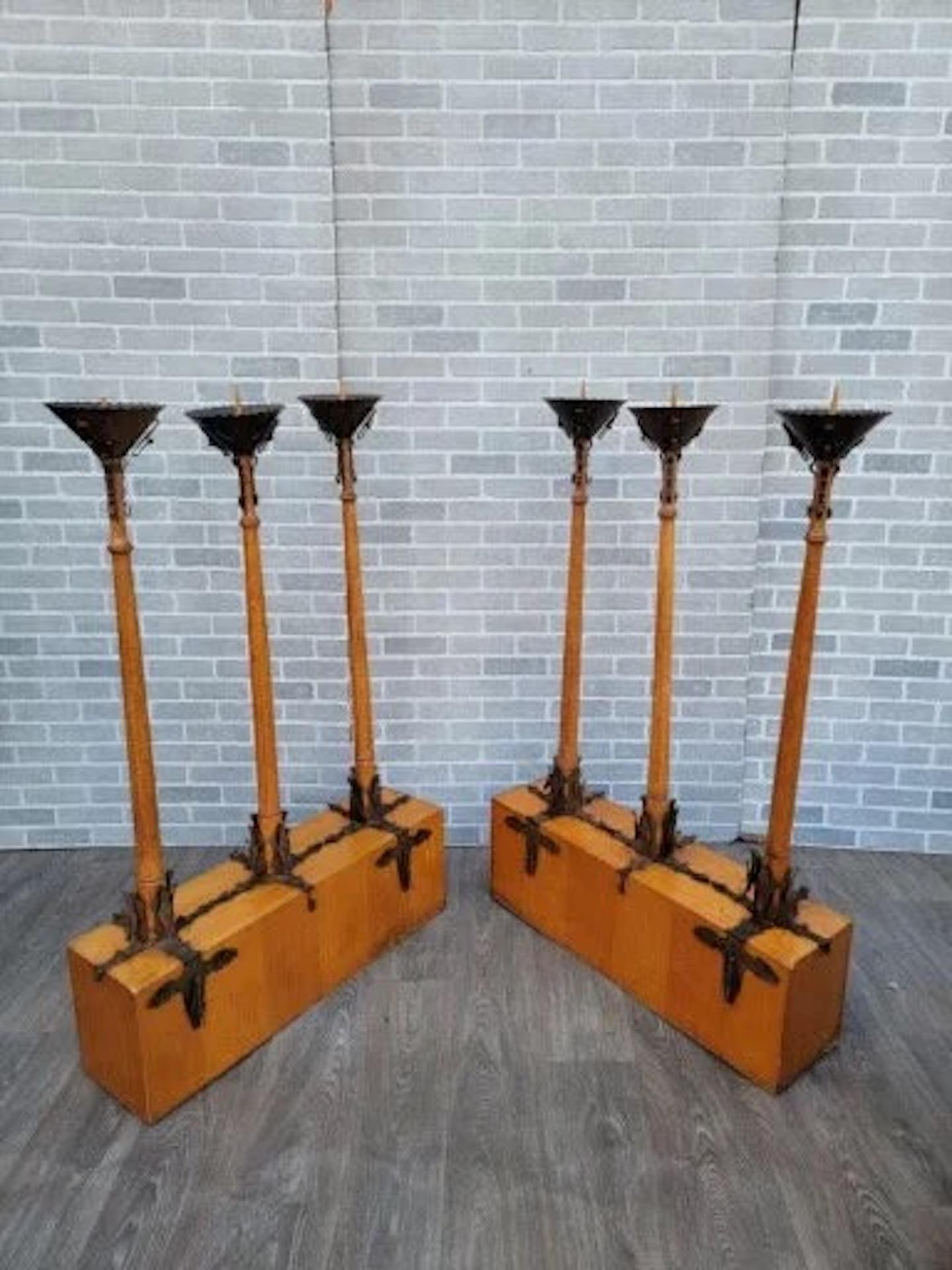 Antique English Gothic Removable Candle Torch Set - Pair In Good Condition For Sale In Chicago, IL