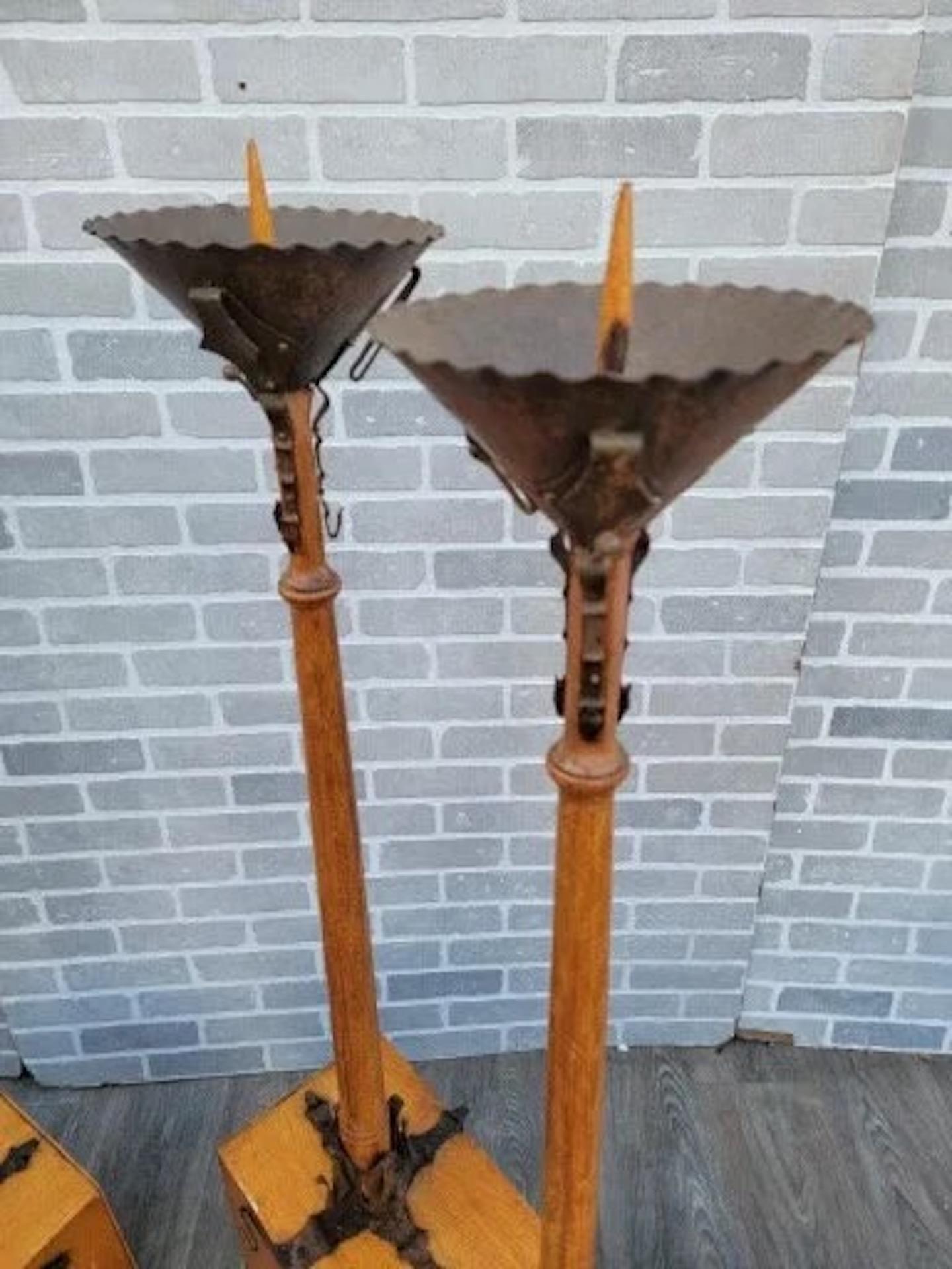 Antique English Gothic Removable Candle Torch Set - Pair For Sale 3