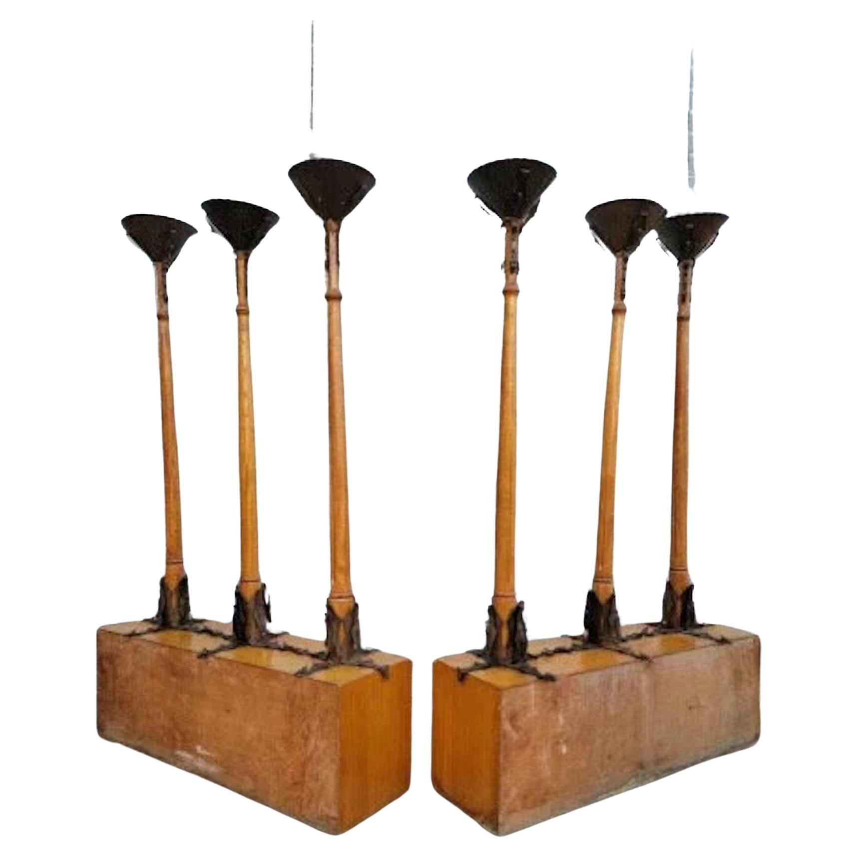 Antique English Gothic Removable Candle Torch Set - Pair