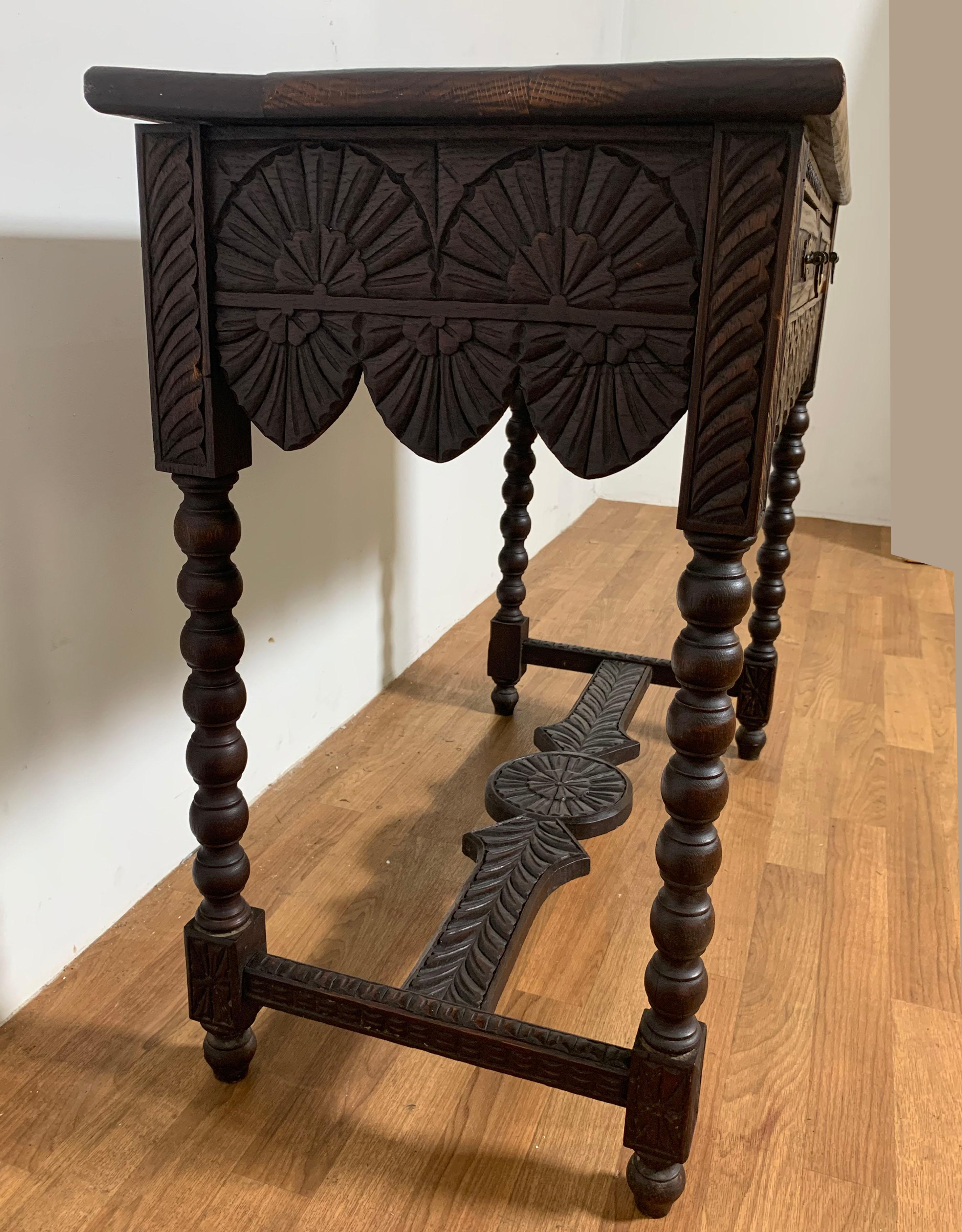 Antique English Gothic Revival Console Table 7
