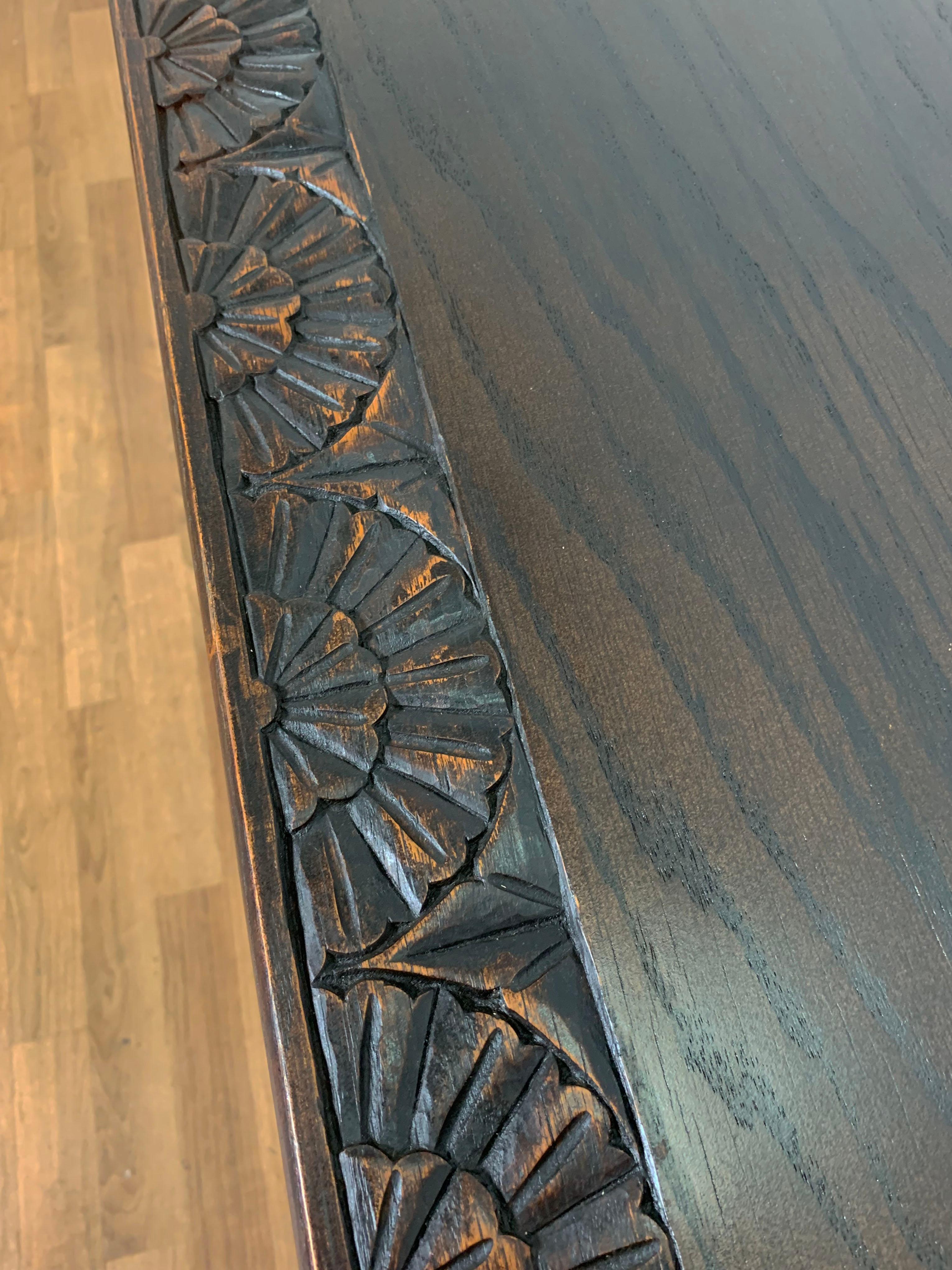 Oak Antique English Gothic Revival Console Table