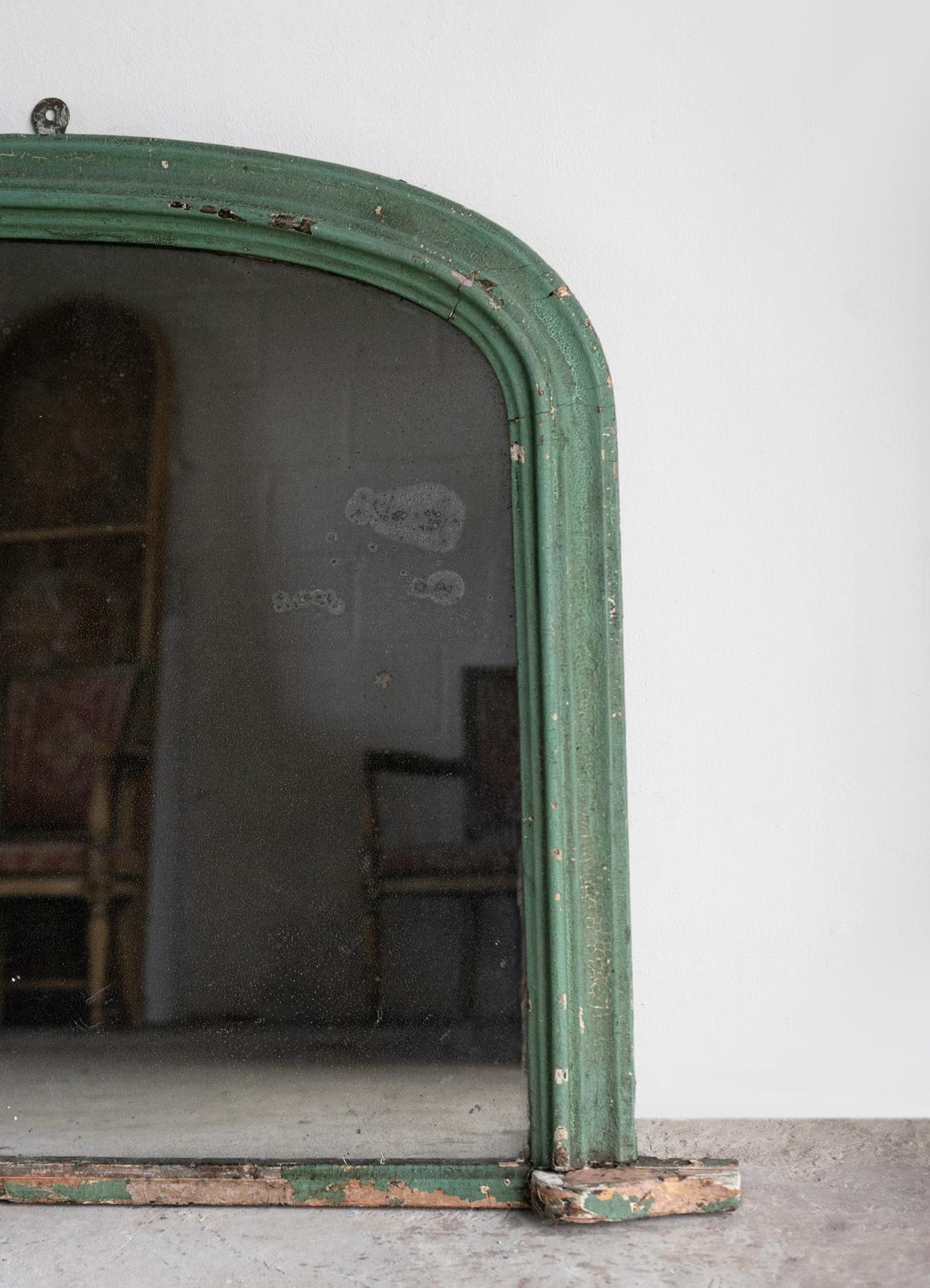 Antique Mirror inglese ad arco dipinto di verde, XIX secolo in vendita 3
