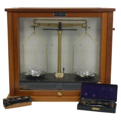 Antique English Griffin & George Cased Laboratory Pharmacy Balance Scale 18"