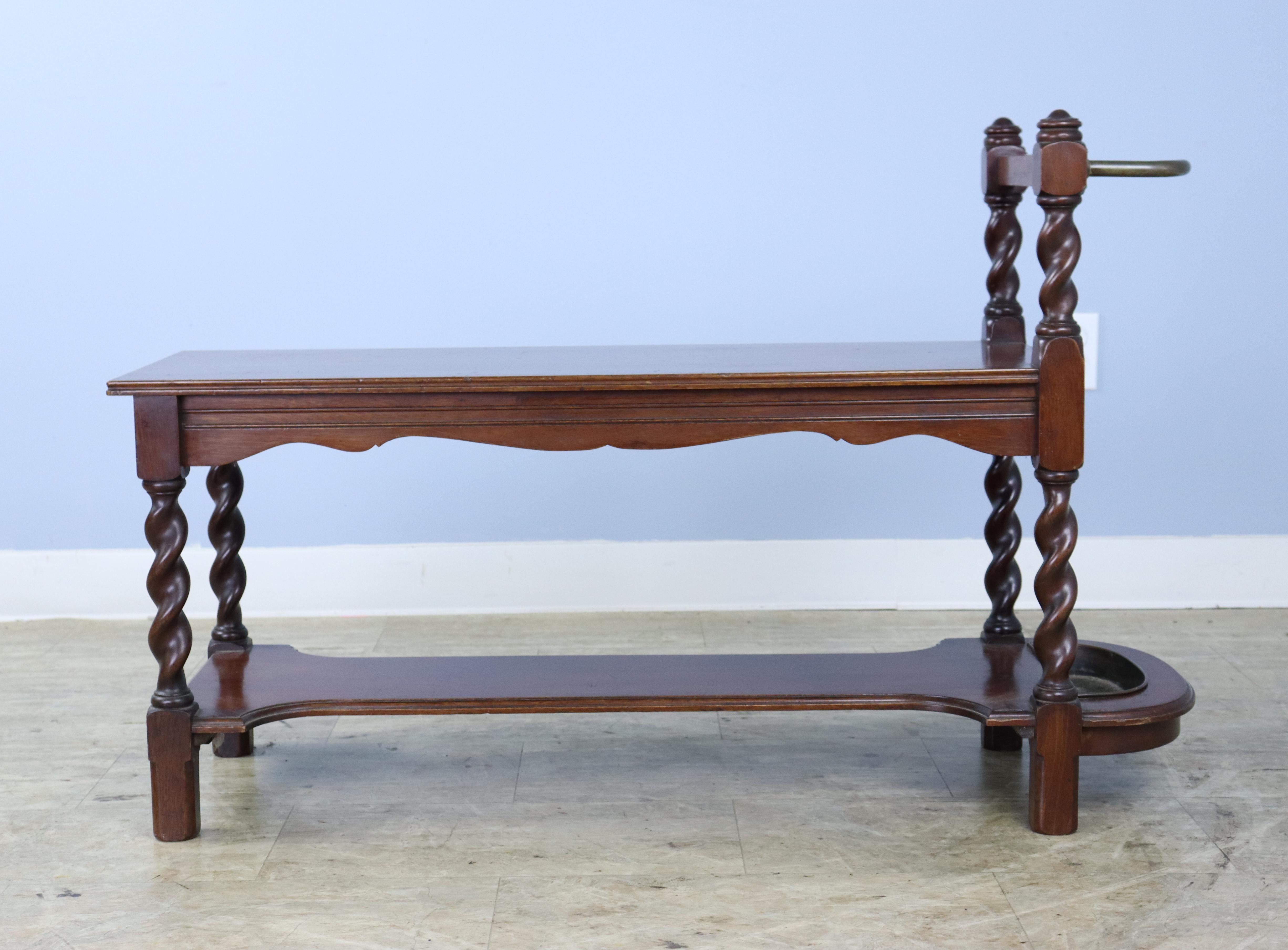 Mahogany Antique English Hall Bench or Umbrella Stand For Sale