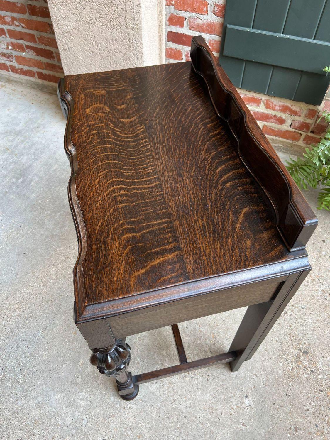 Antique English Hall Sofa Table Carved Dark Oak Tudor Library Desk Jacobean 13