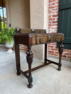 Antique English Hall Sofa Table Carved Dark Oak Tudor Library Desk Jacobean