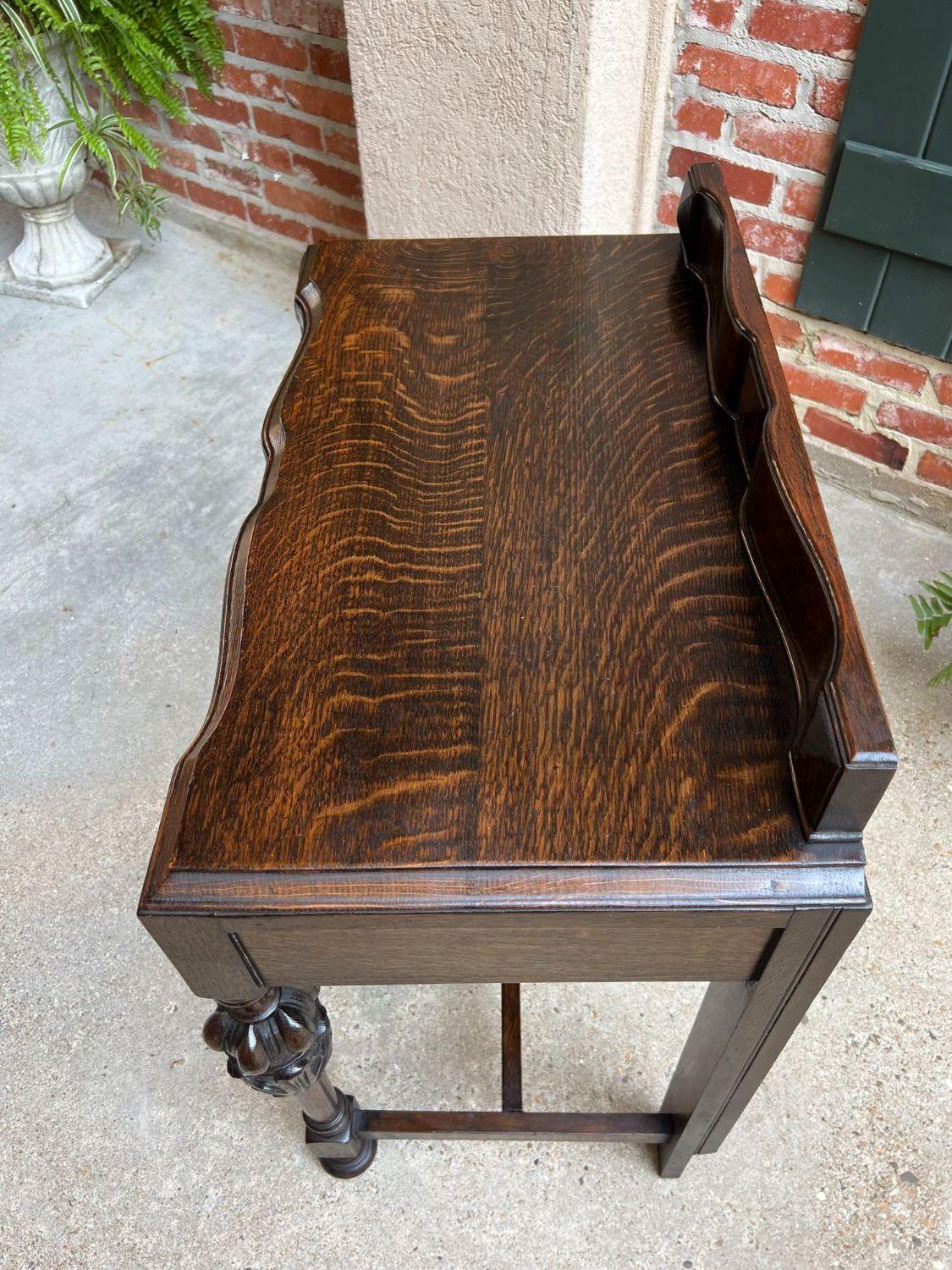 Antique English Hall Sofa Table Carved Dark Oak Tudor Library Desk Jacobean 2
