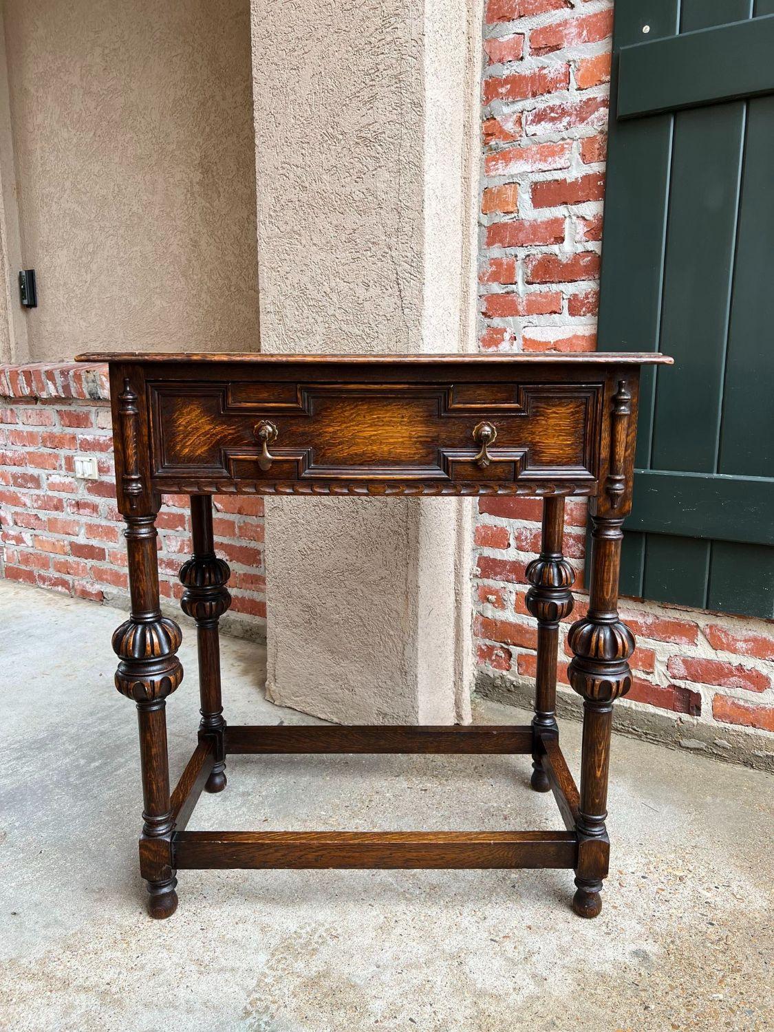 Antique English Hall Sofa Table Jacobean Carved Oak c1920 For Sale 7