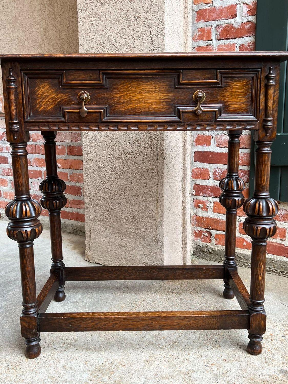 Antique English Hall Sofa Table Jacobean Carved Oak c1920 For Sale 8