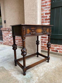Antique English Hall Sofa Table Jacobean Carved Oak c1920