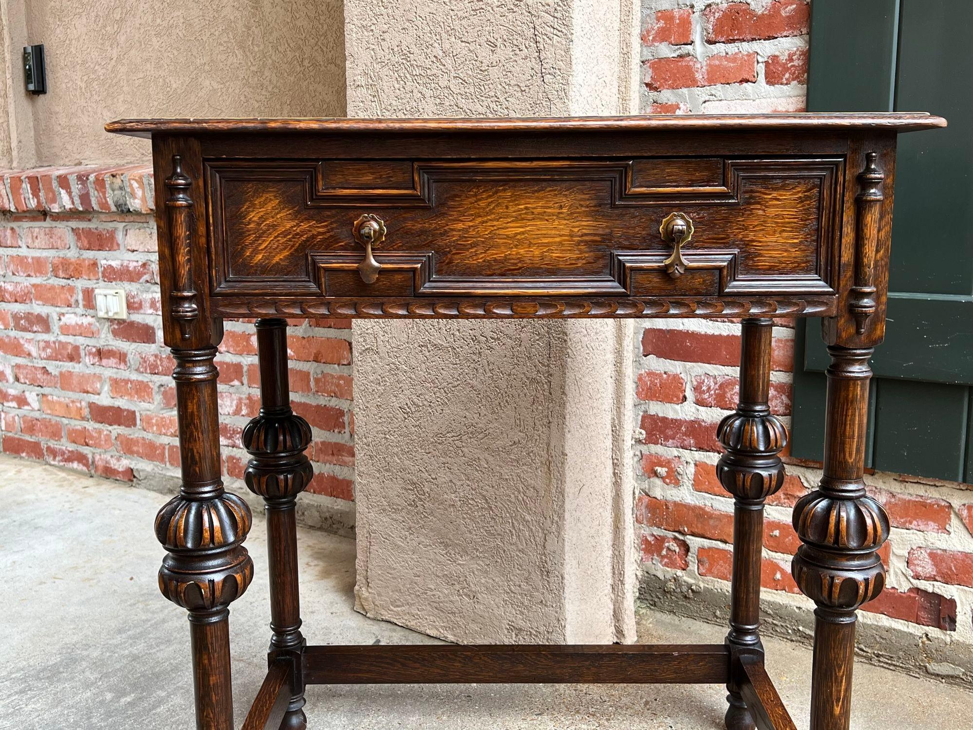 Antique English Hall Sofa Table Jacobean Carved Oak C1920 In Good Condition In Shreveport, LA