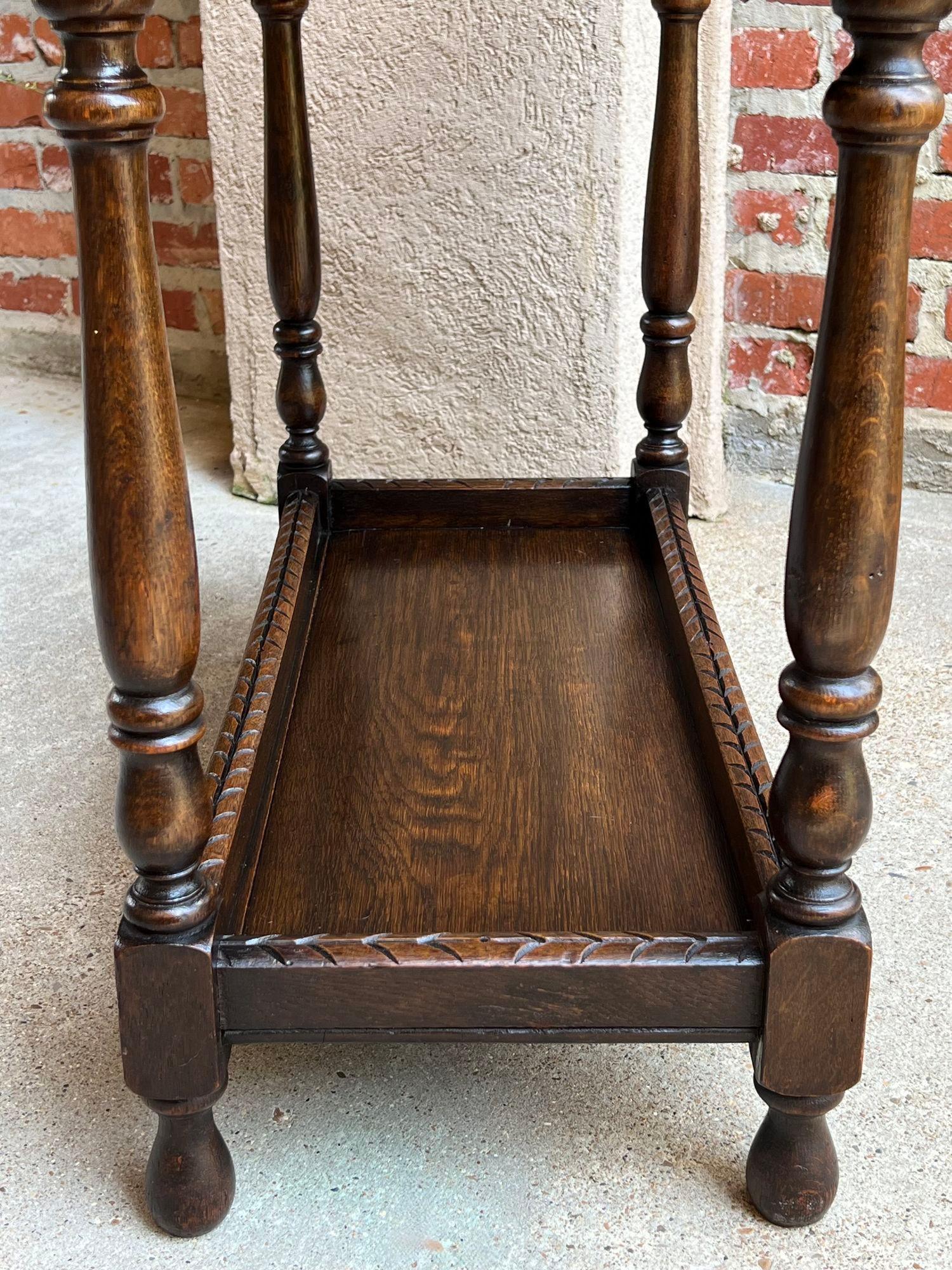 Antique English Hall Sofa Table Petite Carved Oak Library Arts and Crafts style 14