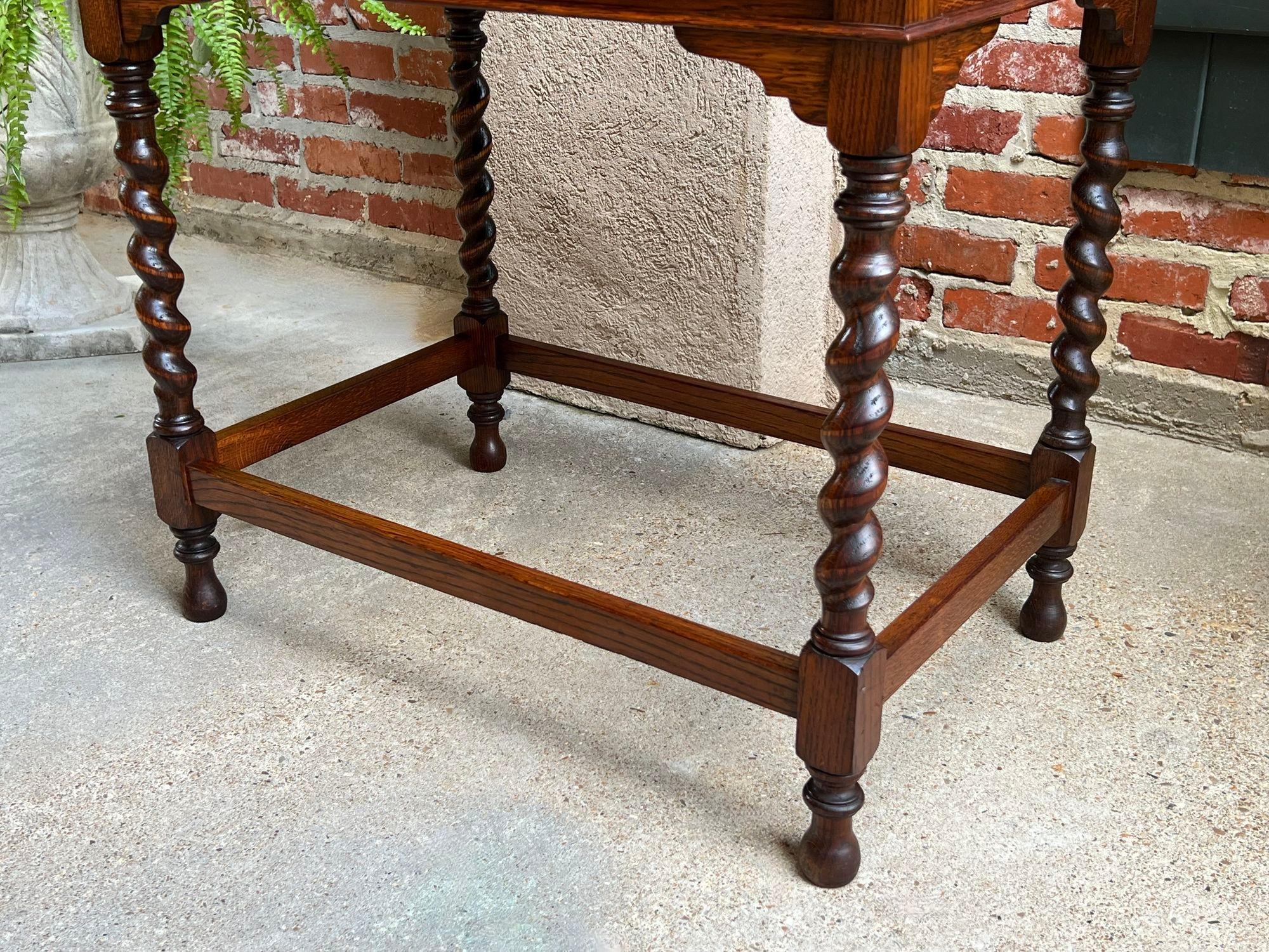 Antique English Hall Table Cutlery Chest Cabinet Barley Twist Jacobean Tiger Oak 14