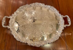 Antique English Hallmarked Sheffield Silver-Plate Service Tray, Circa 1900-1910