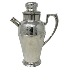 Antique English Hammered Silver Plate 9 Piece Cocktail Set, Circa 1920's.