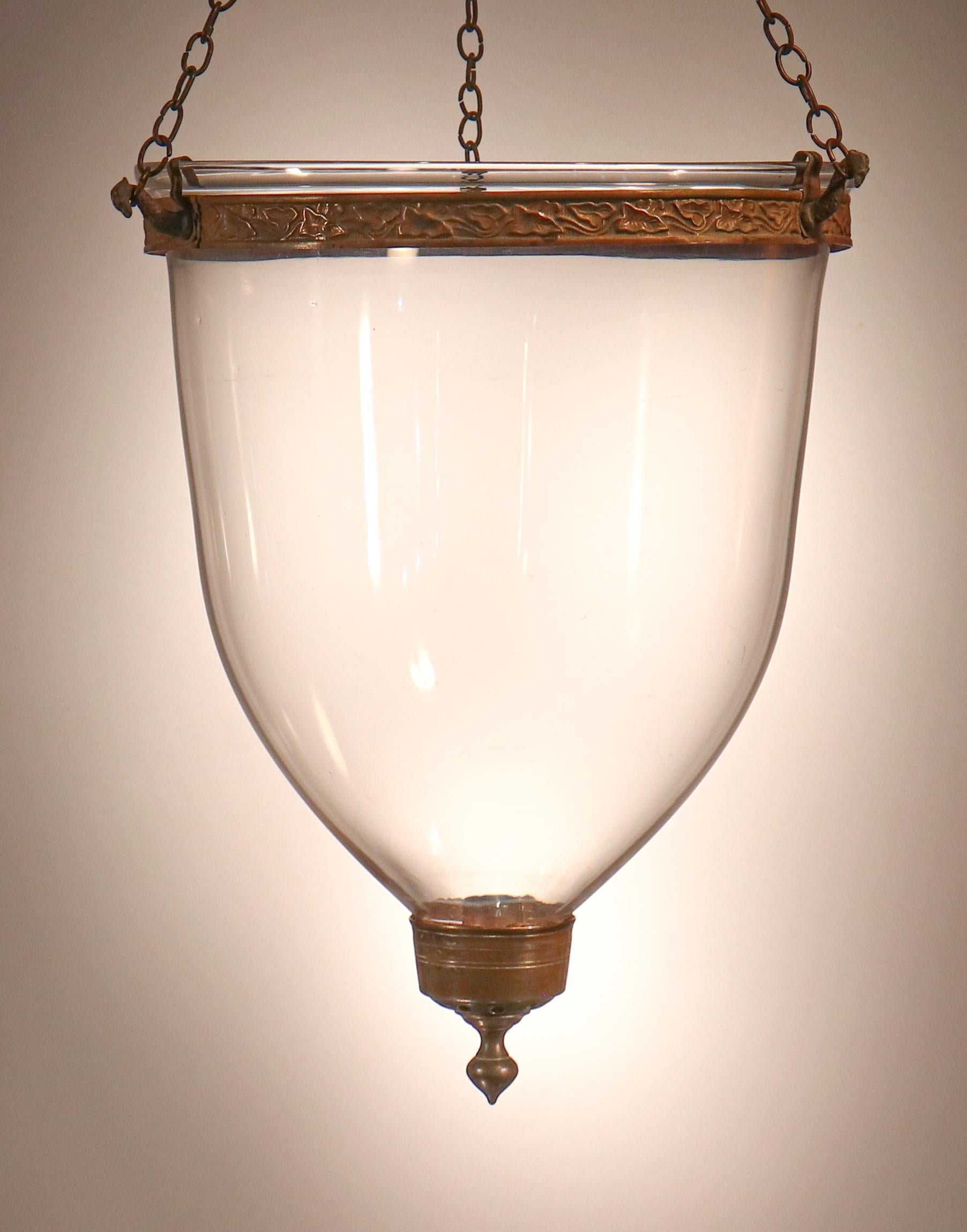 Antique English Hand Blown Glass Bell Jar Lantern 5