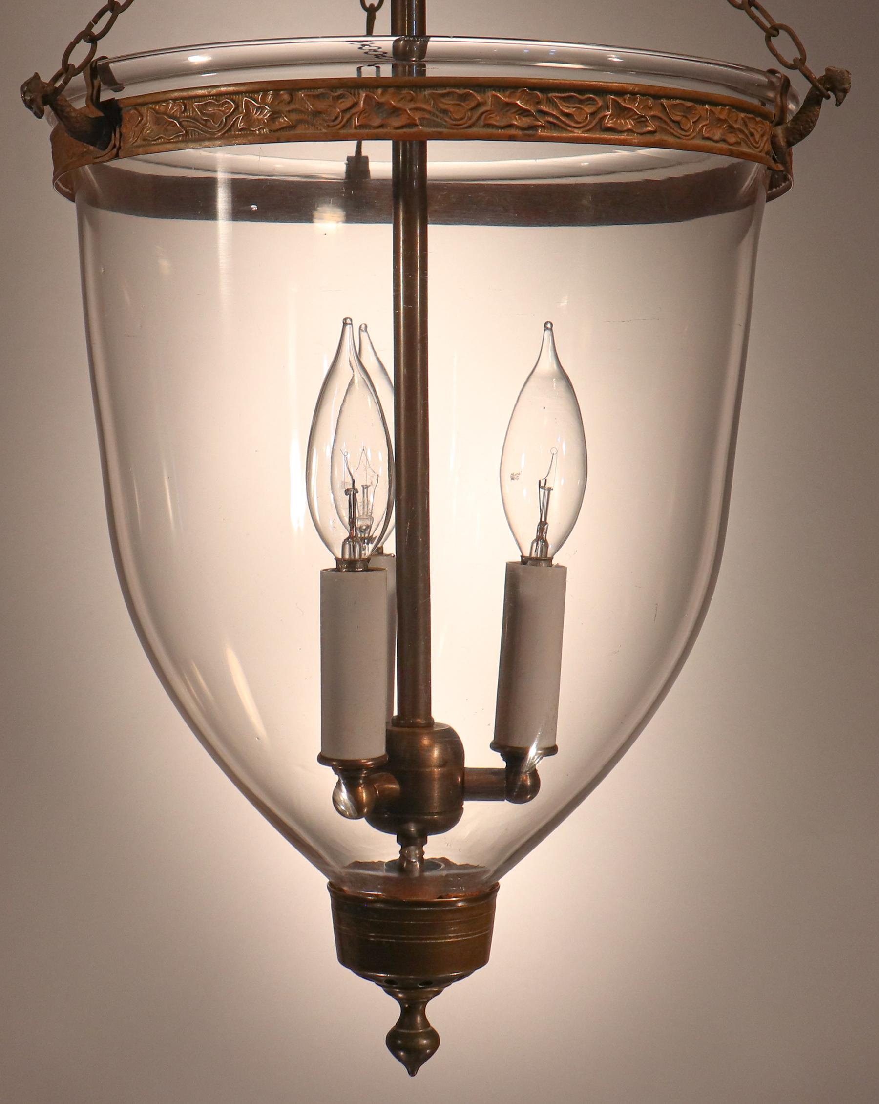 19th Century Antique English Hand Blown Glass Bell Jar Lantern