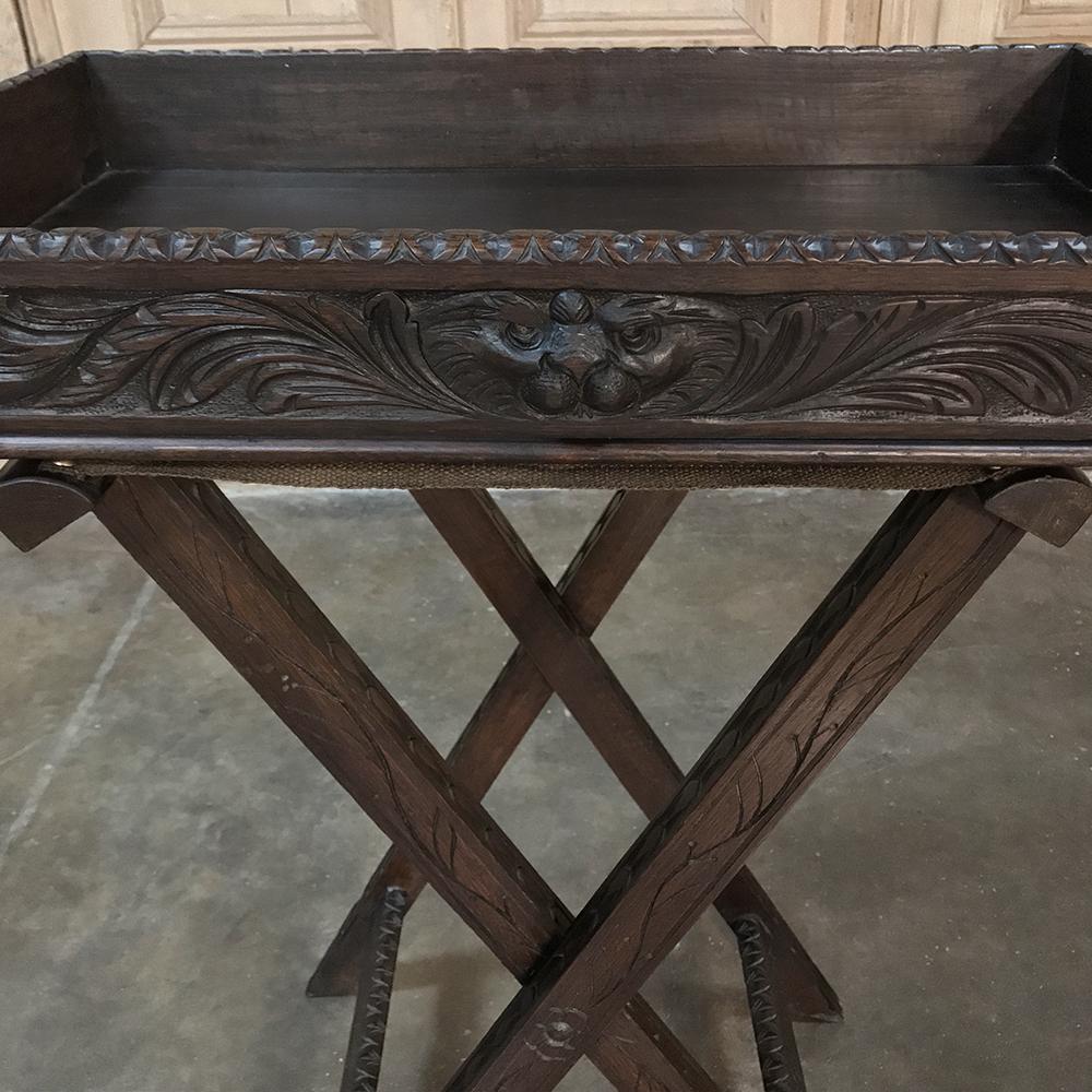 Antique English Hand-Carved Butler's Table, Tray 2