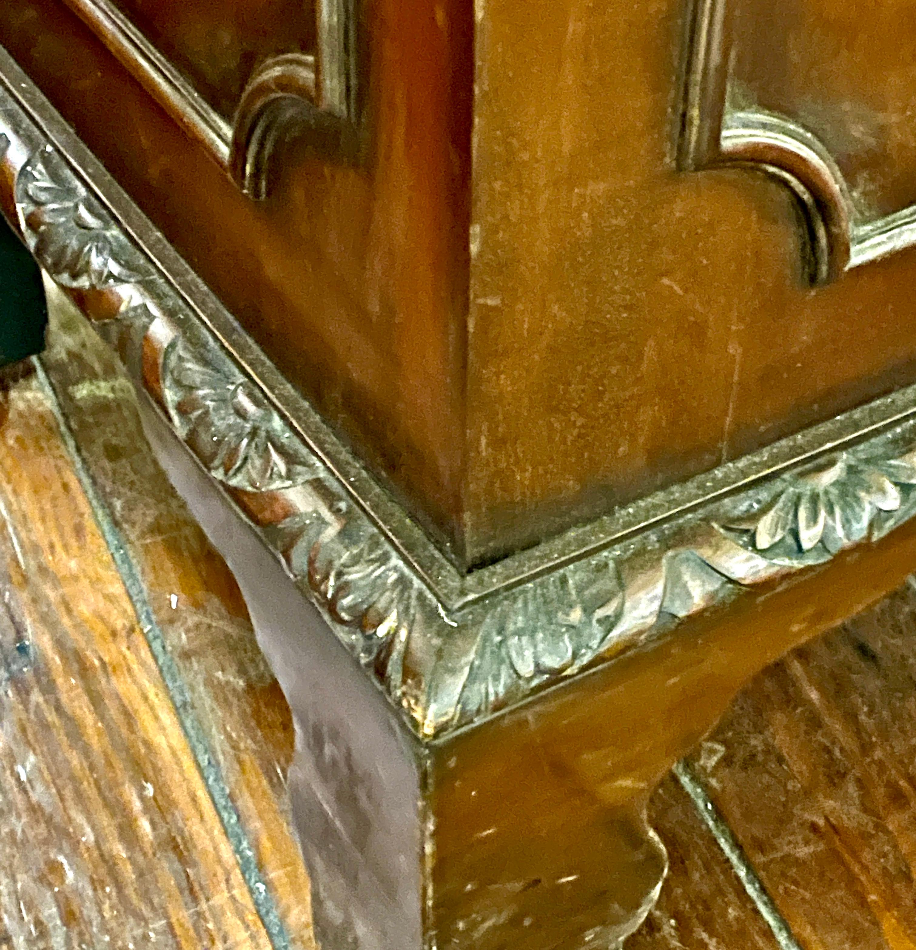 Antique English Hand Carved Mahogany Chippendale Style Pedestal Desk For Sale 4