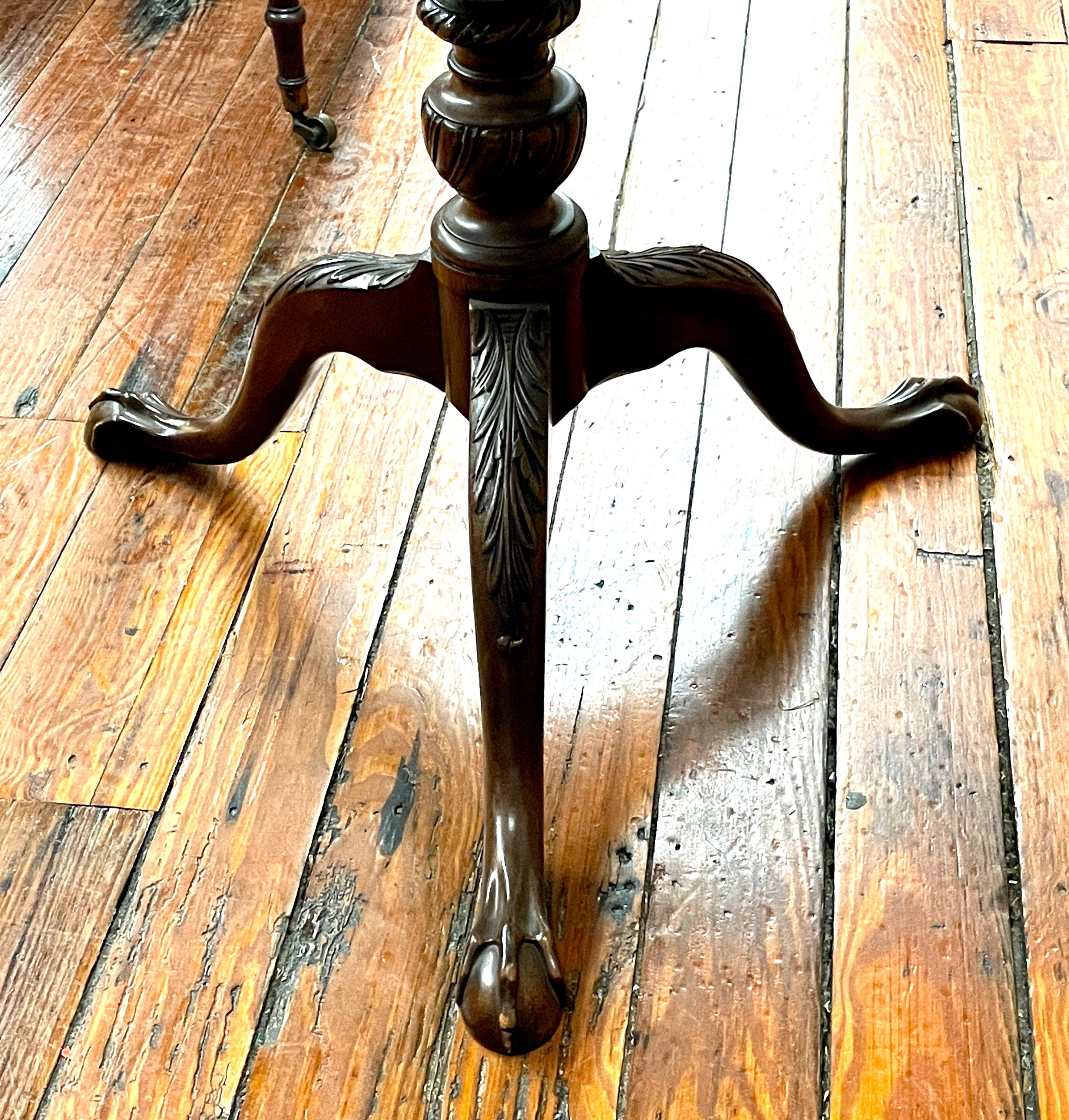 Antique English Hand Carved Mahogany Chippendale Style Tilt-Top Tea Table 6