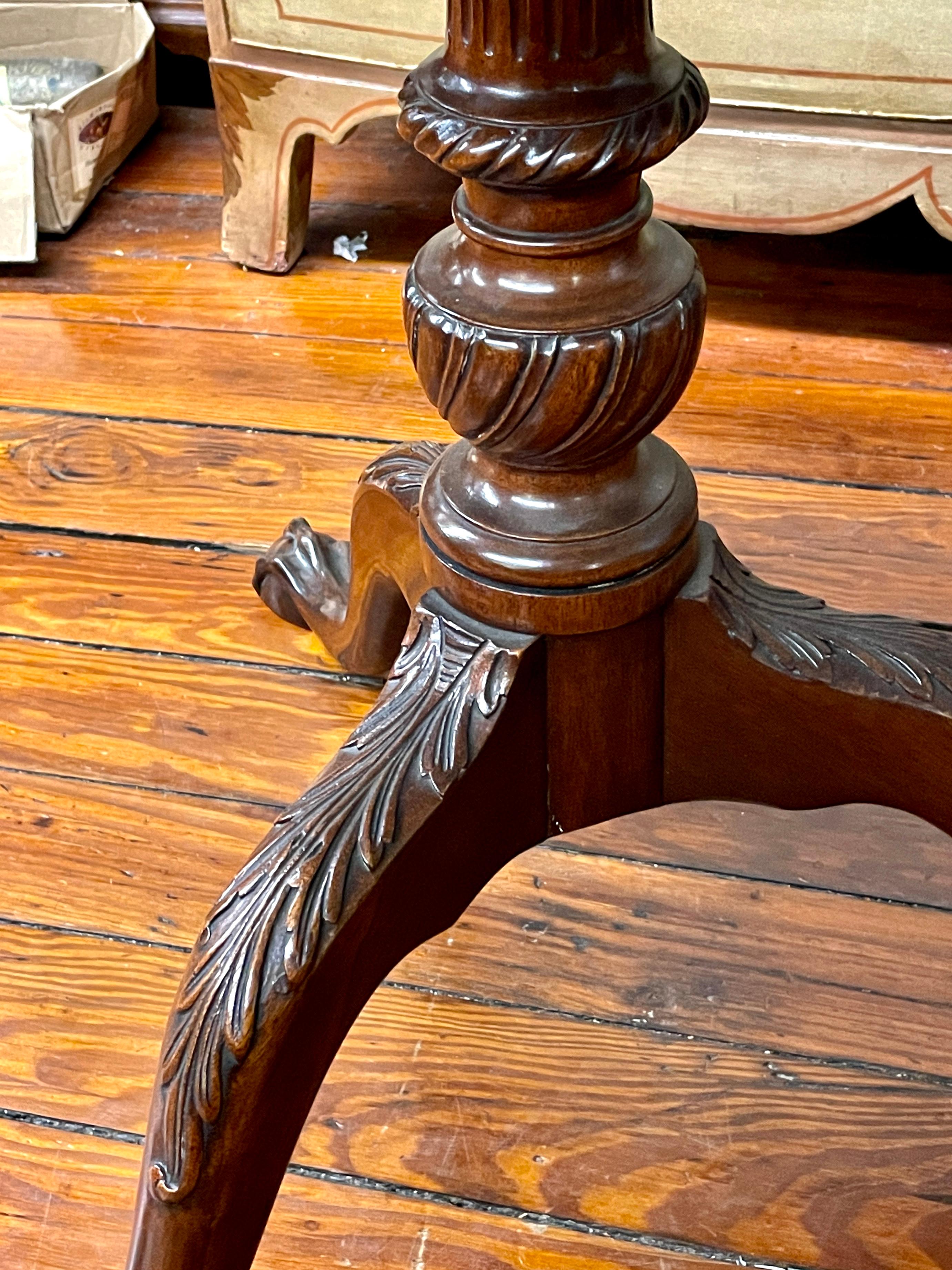 Antique English Hand Carved Mahogany Chippendale Style Tilt-Top Tea Table 7