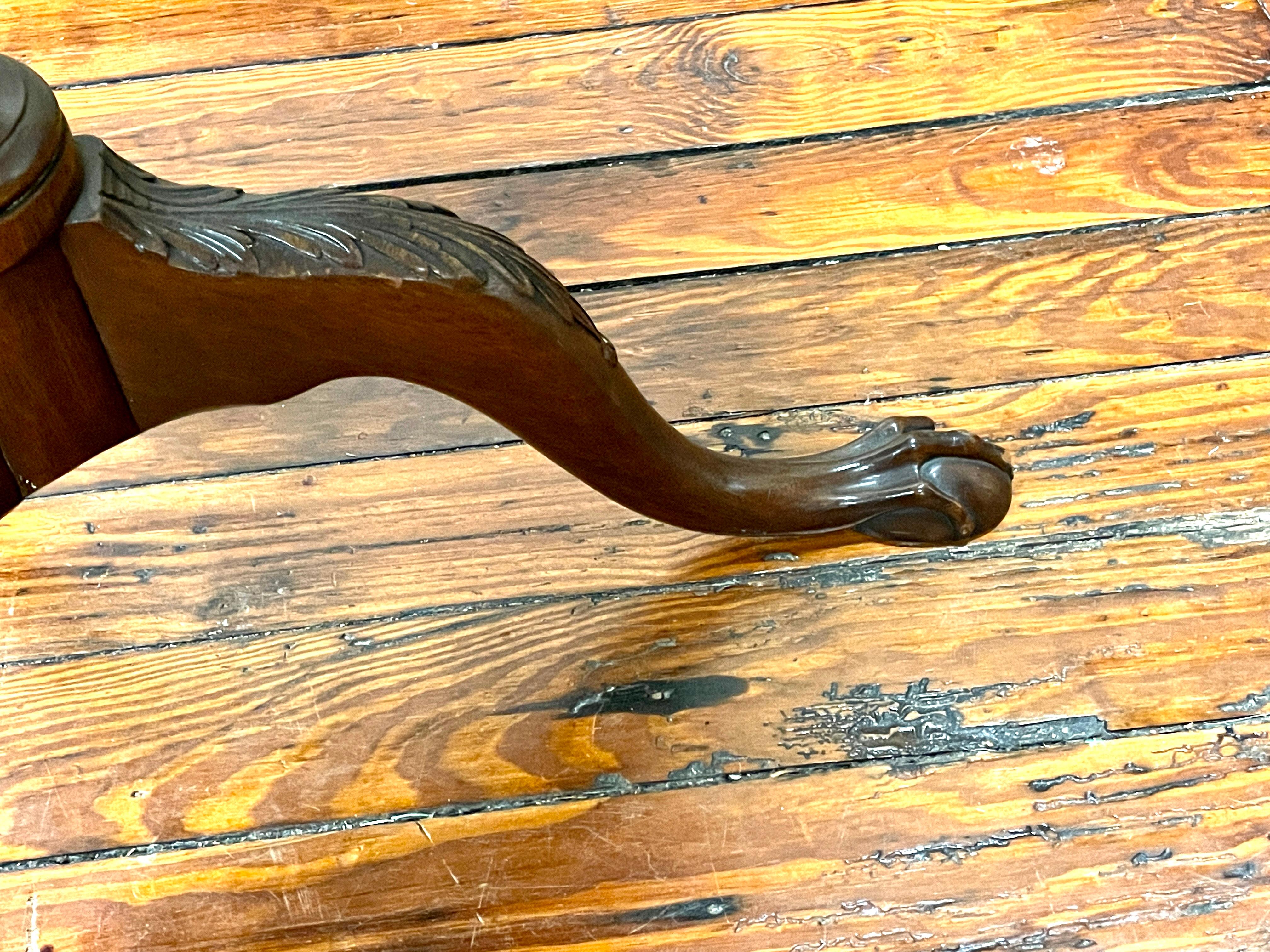 Antique English Hand Carved Mahogany Chippendale Style Tilt-Top Tea Table 9