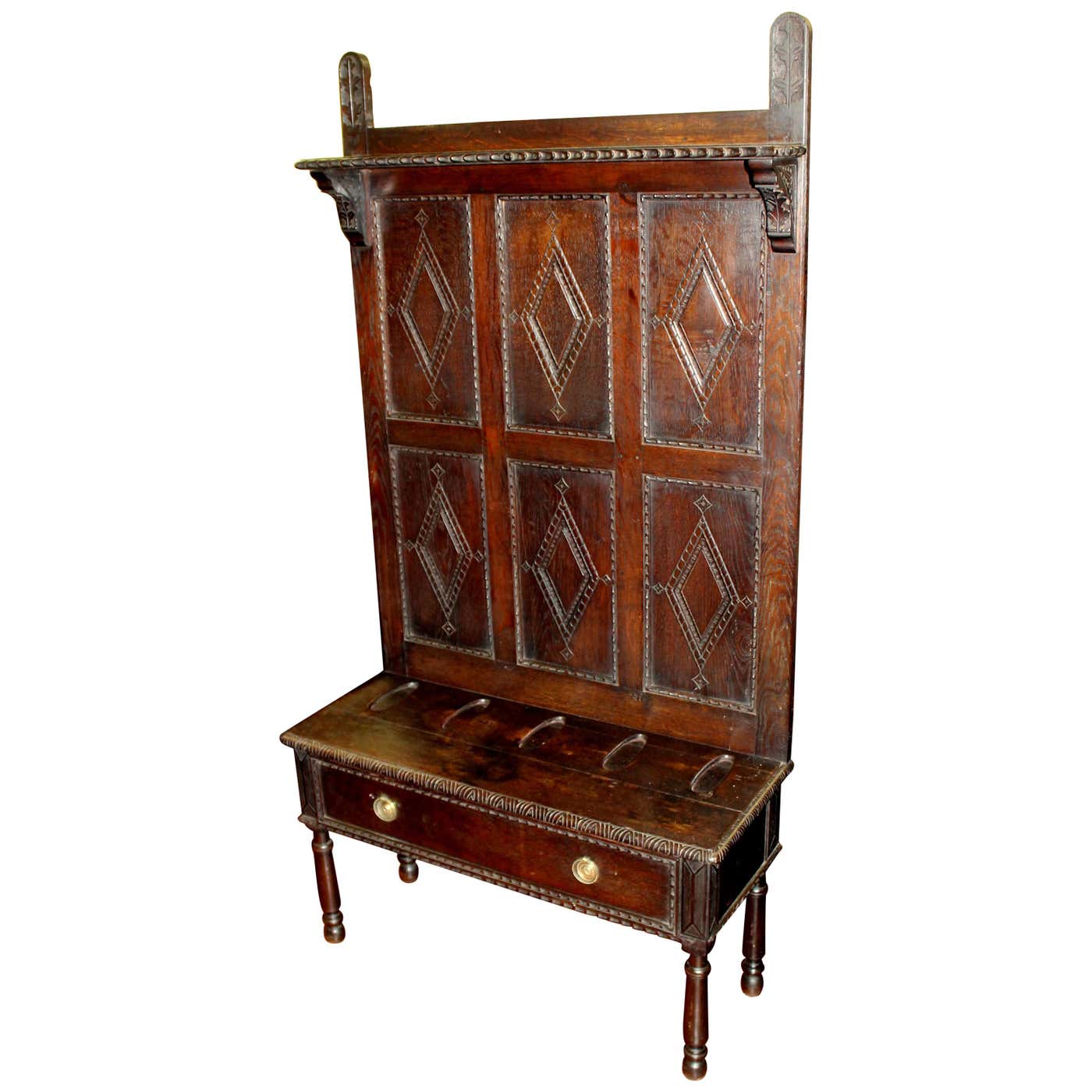 Civil War Gun Racks Antique English Hand Carved Oak Jacobean Style Gun Rack and Settle at ...