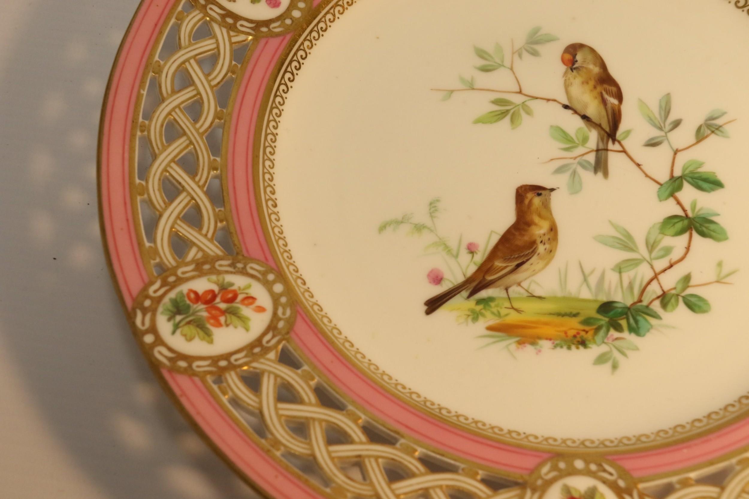 Antique English Hand Painted and Gilded Porcelain Cabinet Plate Made by Minton For Sale 1