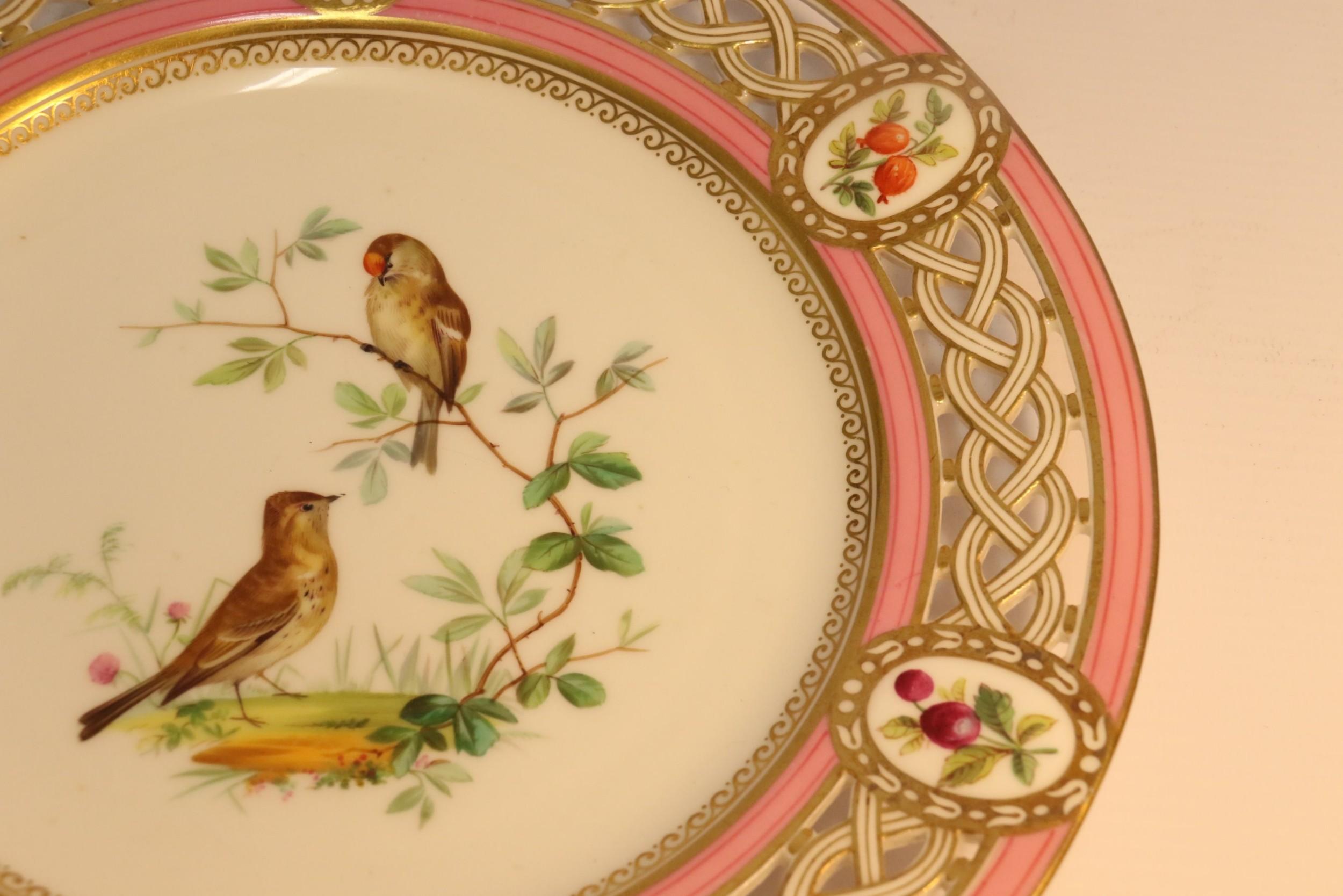 Antique English Hand Painted and Gilded Porcelain Cabinet Plate Made by Minton For Sale 3