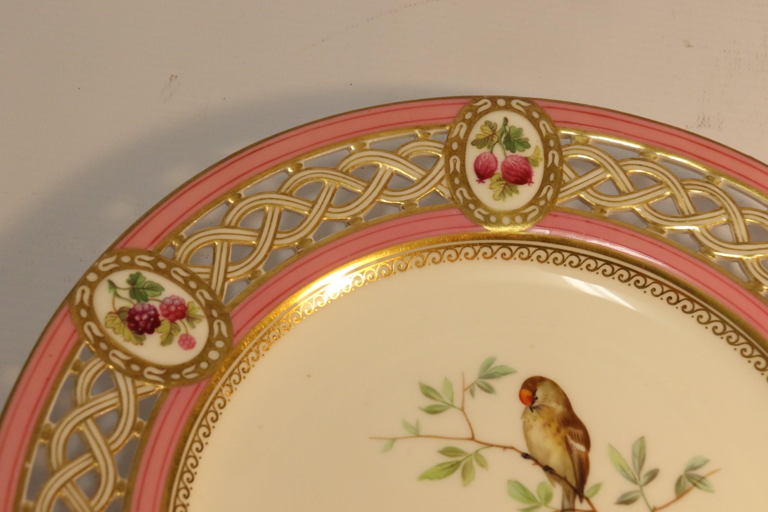 Antique English Hand Painted and Gilded Porcelain Cabinet Plate Made by Minton For Sale 4